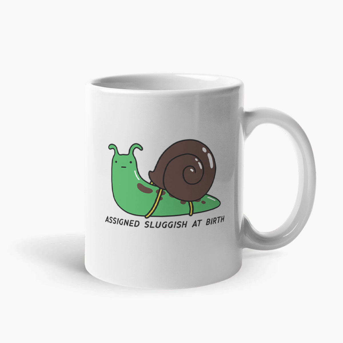 Assigned Sluggish At Birth Coffee Mug-Funny Gift, Funny Coffee Mug, 11oz White Ceramic-Sassy Spud