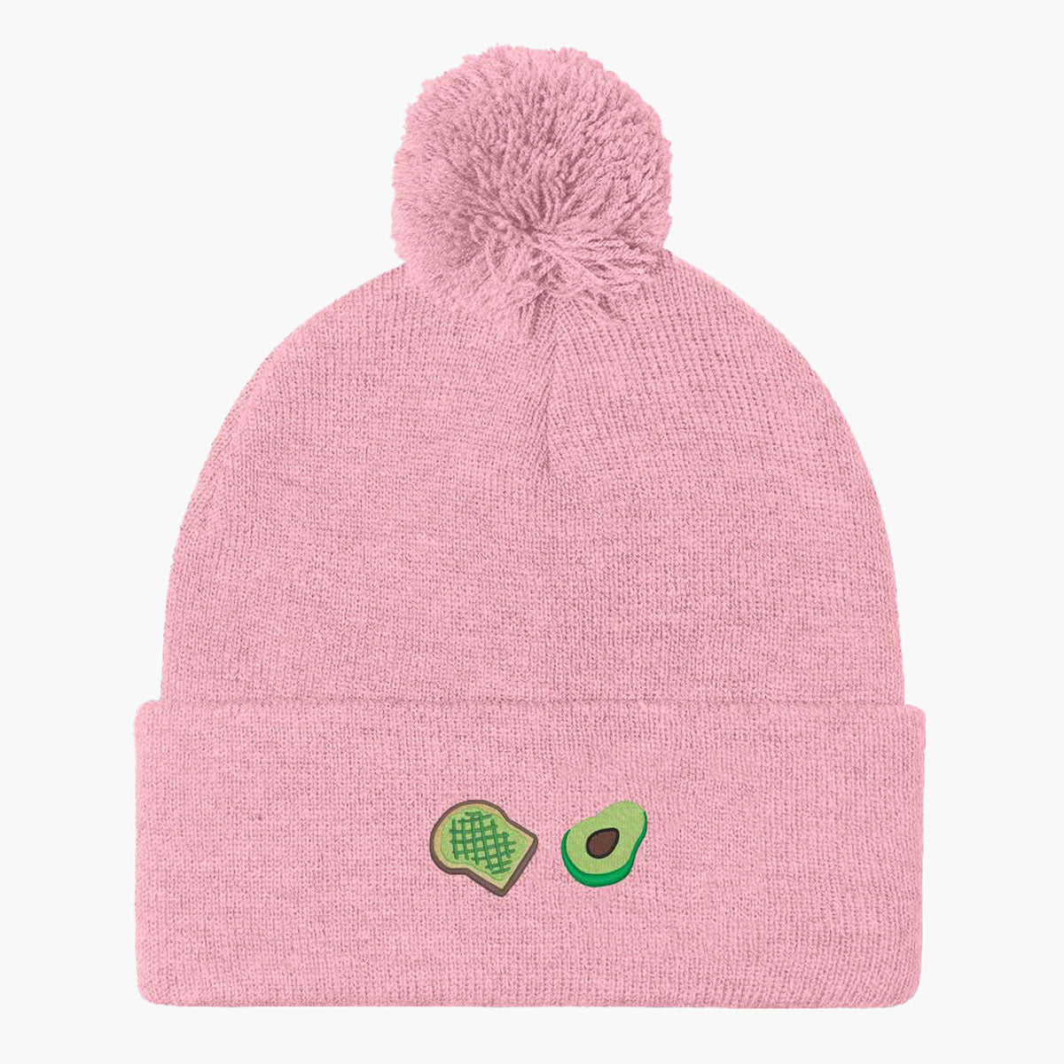Avocado Toast Embroidered Pom Pom Beanie-Embroidered Clothing, Embroidered Beanie, BB426-Sassy Spud