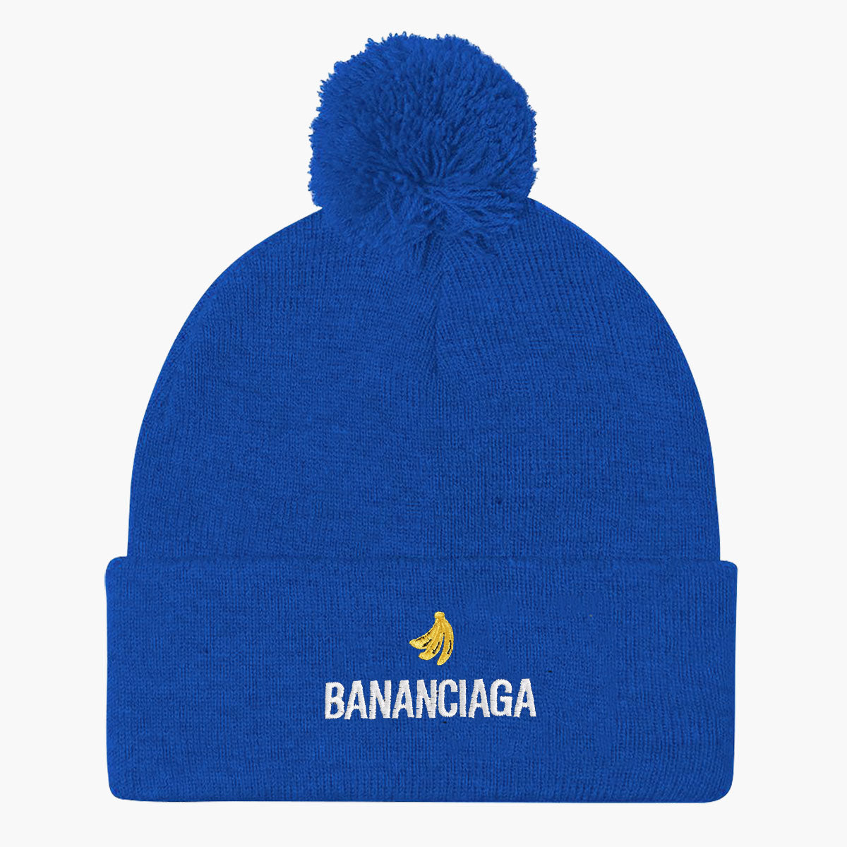Bananciaga Embroidered Pom Pom Beanie-Embroidered Clothing, Embroidered Beanie, BB426-Sassy Spud