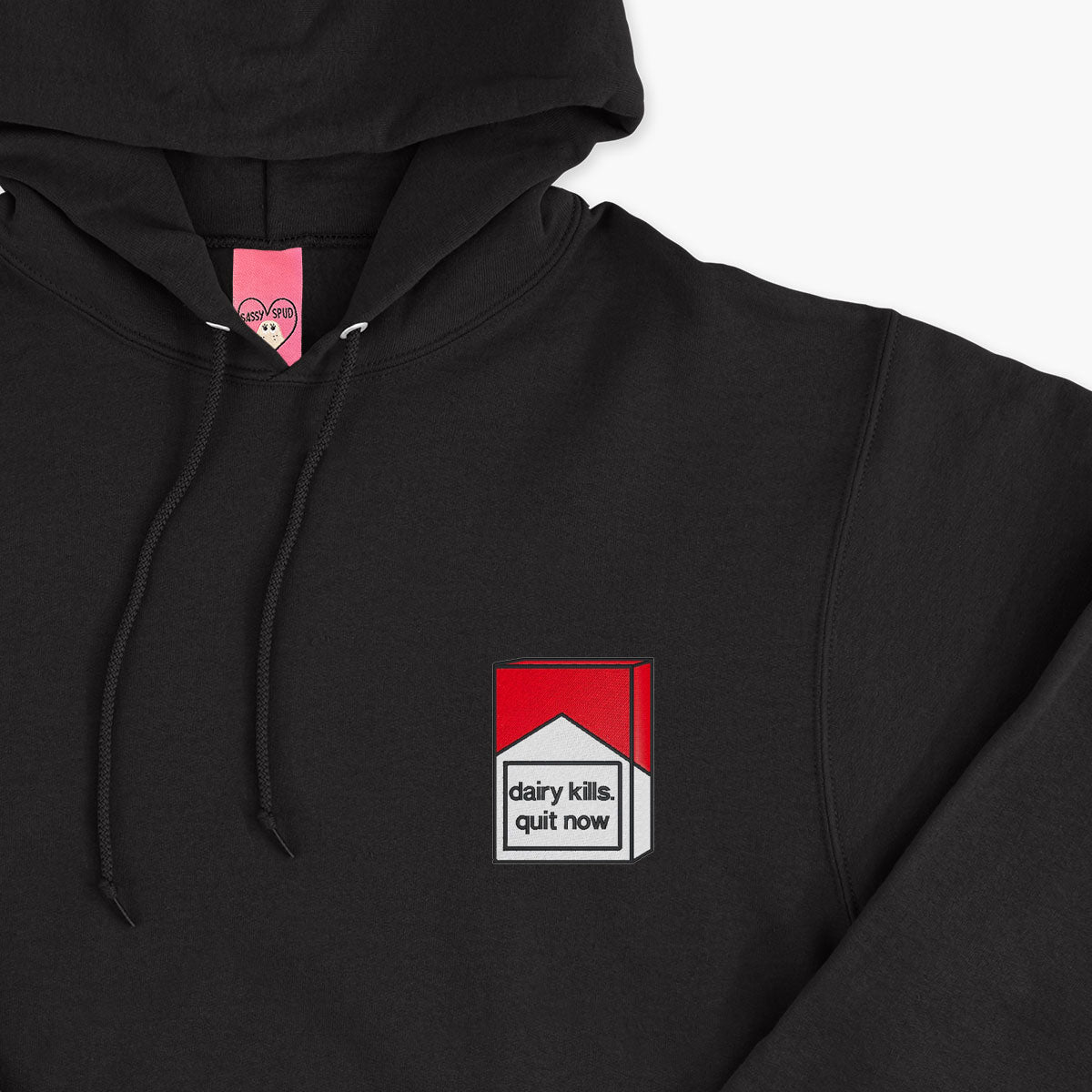 Dairy Kills Embroidered Hoodie (Unisex)-Embroidered Clothing, Embroidered Hoodie, JH001-Sassy Spud