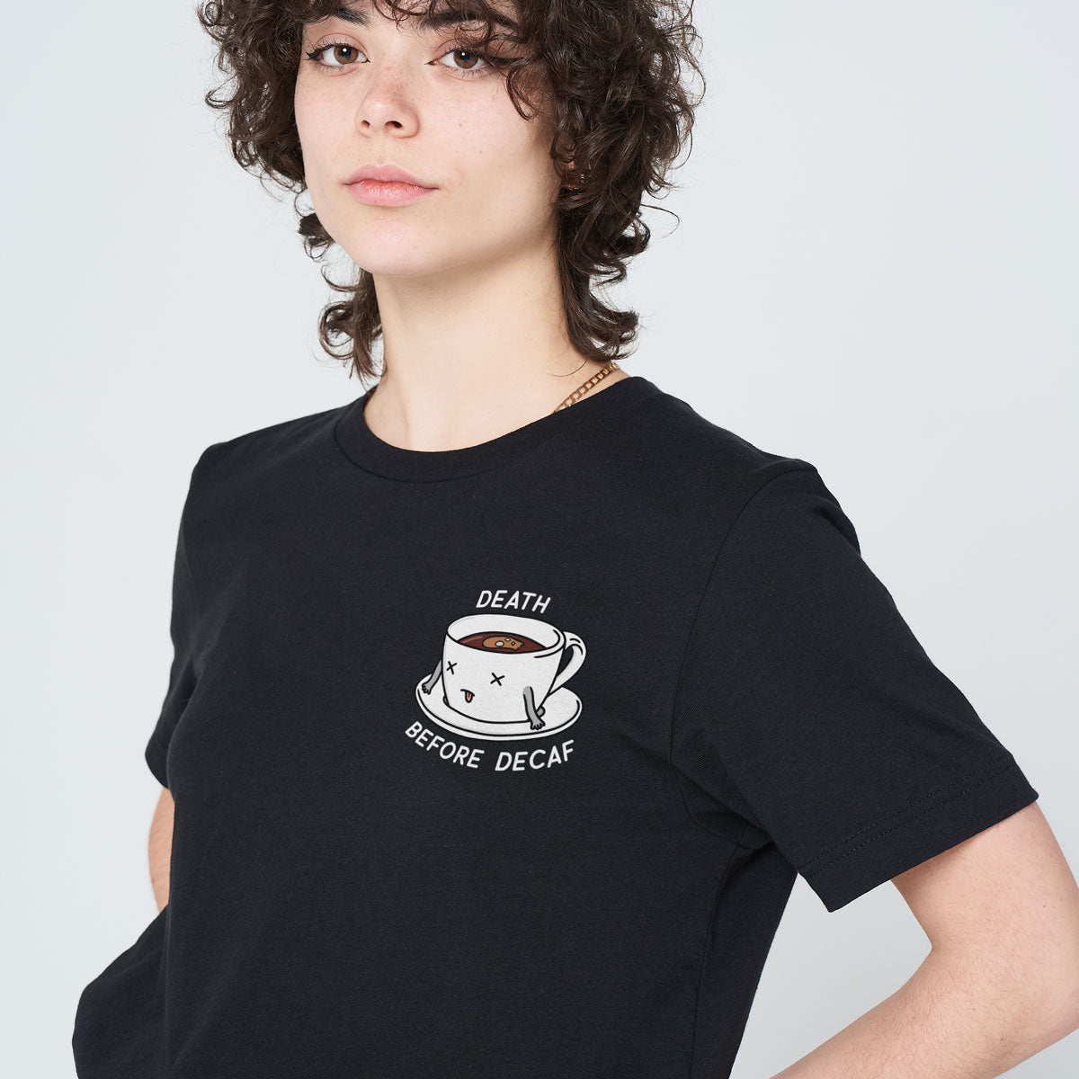 Death Before Decaf T-Shirt (Unisex)-Printed Clothing, Printed T Shirt, EP01-Sassy Spud