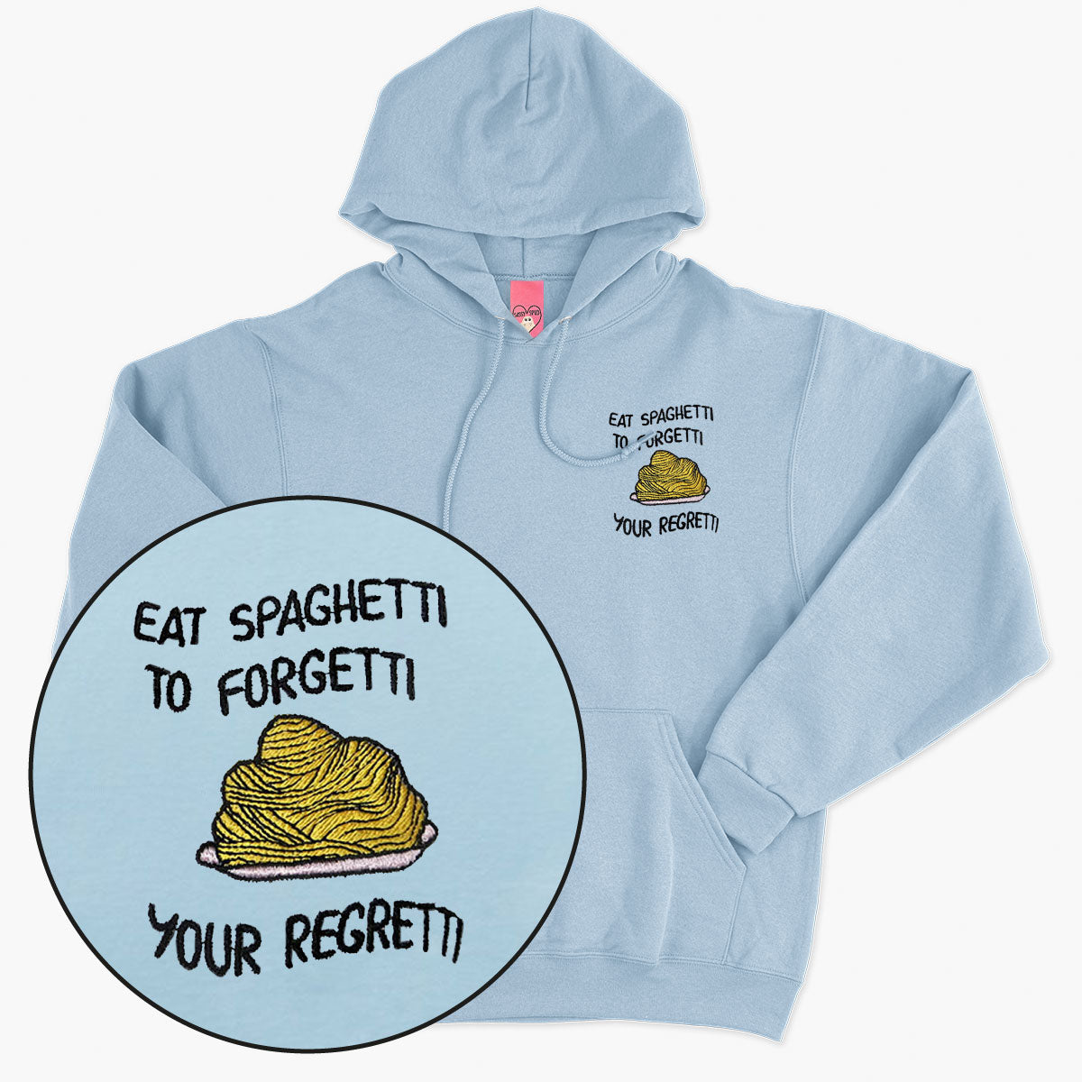 Eat Spaghetti Embroidered Hoodie (Unisex)-Embroidered Clothing, Embroidered Hoodie, JH001-Sassy Spud