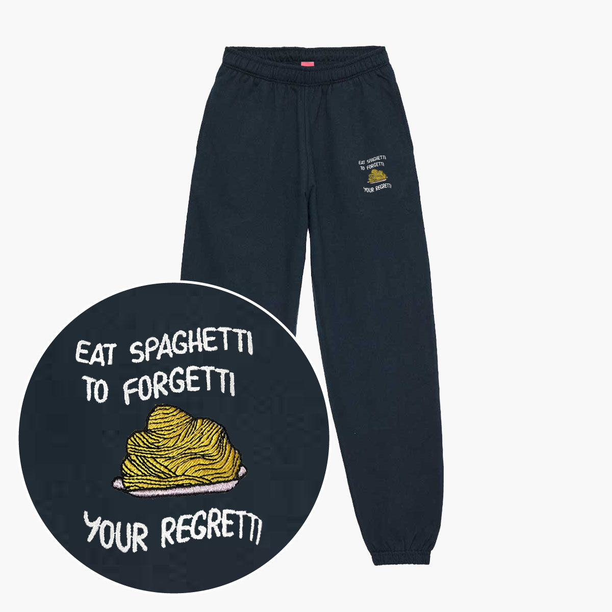 Eat Spaghetti Embroidered Joggers (Unisex)-Embroidered Clothing, Embroidered Joggers, JH072-Sassy Spud