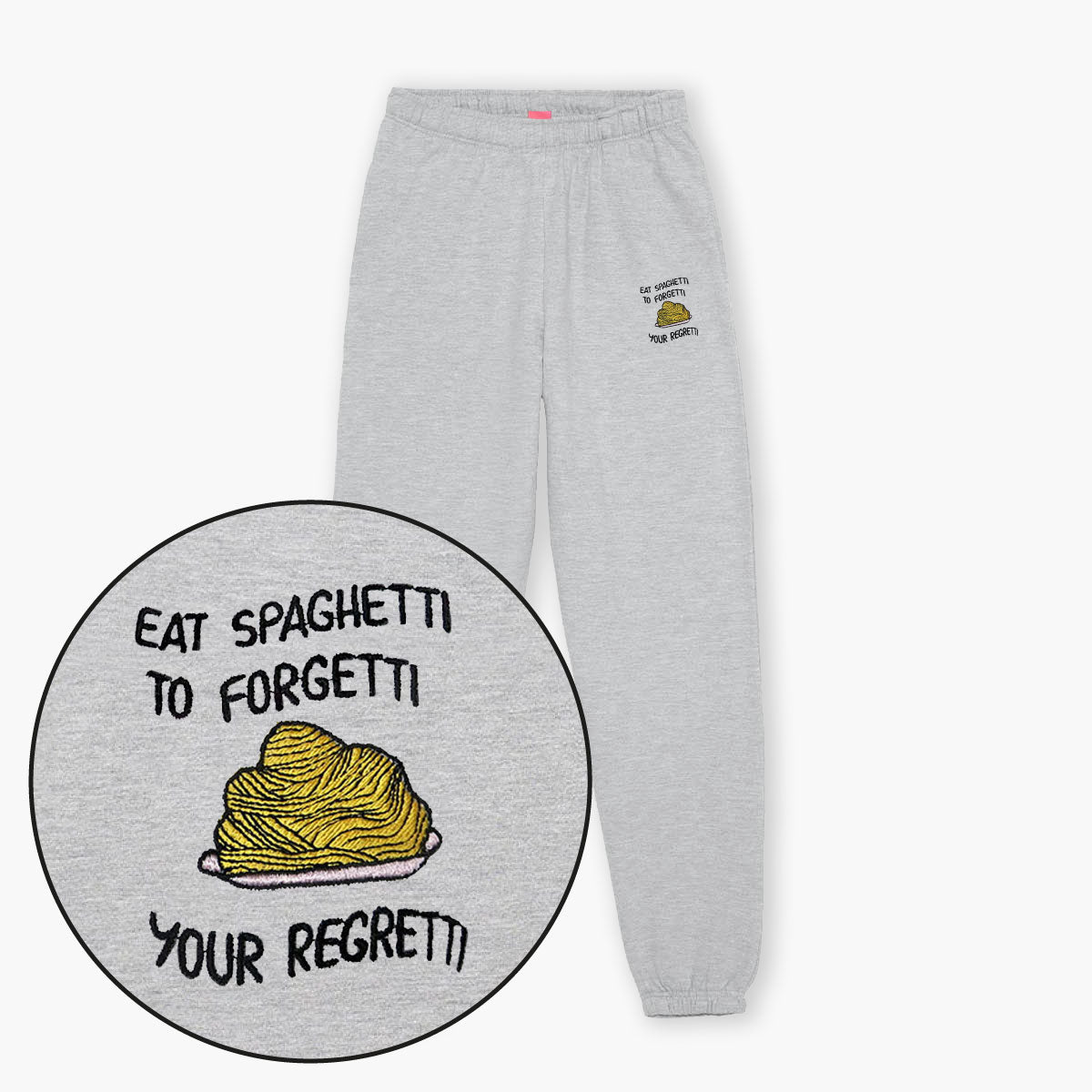 Eat Spaghetti Embroidered Joggers (Unisex)-Embroidered Clothing, Embroidered Joggers, JH072-Sassy Spud