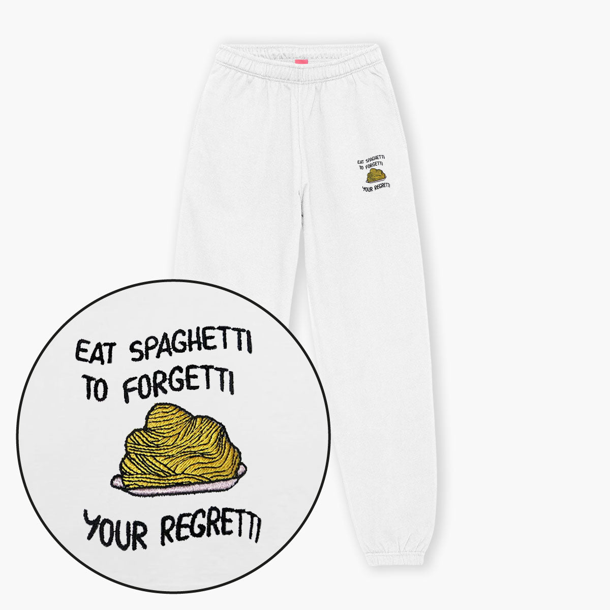 Eat Spaghetti Embroidered Joggers (Unisex)-Embroidered Clothing, Embroidered Joggers, JH072-Sassy Spud