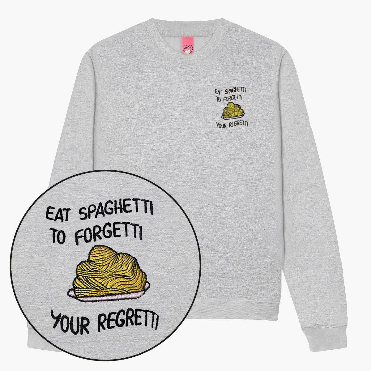 Eat Spaghetti Embroidered Sweatshirt (Unisex)-Embroidered Clothing, Embroidered Sweatshirt, JH030-Sassy Spud