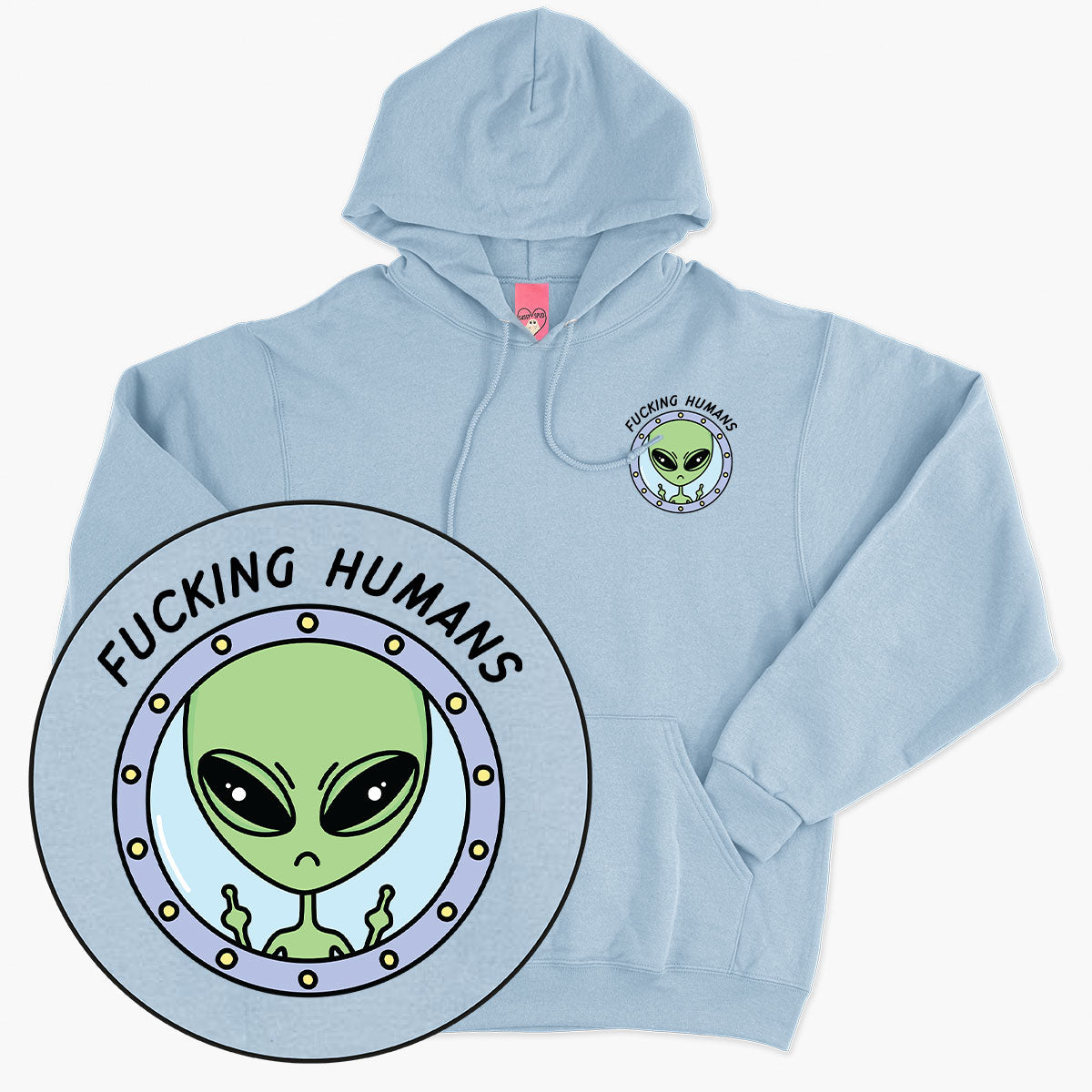 F*cking Humans Alien Hoodie (Unisex)-Printed Clothing, Printed Hoodie, JH001-Sassy Spud