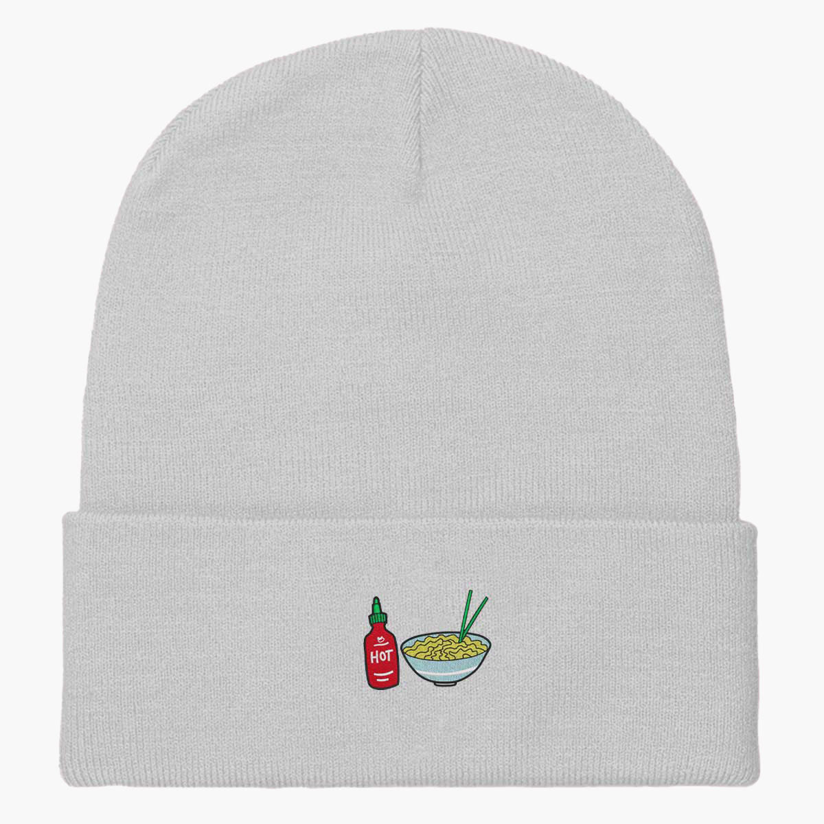 Hot Noodles Embroidered Beanie-Embroidered Clothing, Embroidered Beanie, BB45-Sassy Spud