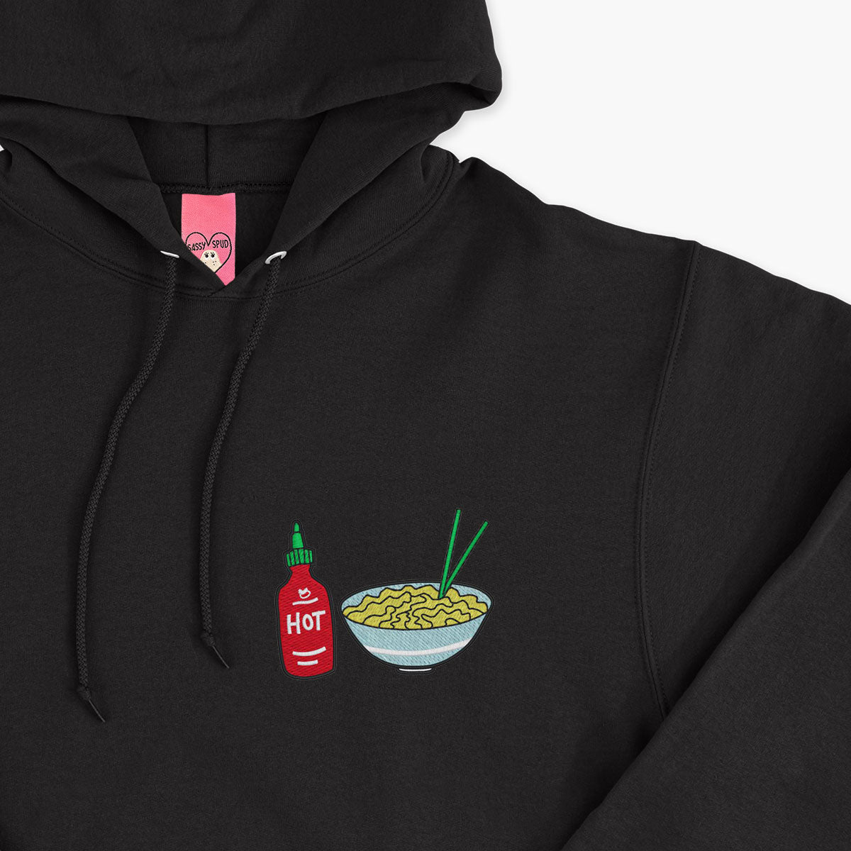 Hot Noodles Embroidered Hoodie (Unisex)-Embroidered Clothing, Embroidered Hoodie, JH001-Sassy Spud