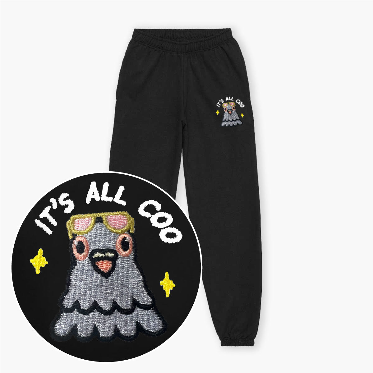 It's All Coo Embroidered Joggers (Unisex)-Embroidered Clothing, Embroidered Joggers, JH072-Sassy Spud