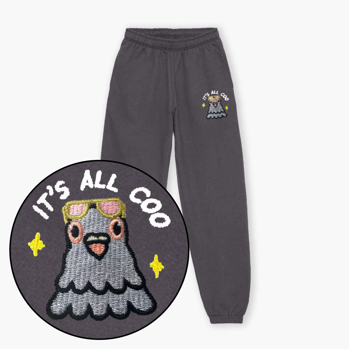 It's All Coo Embroidered Joggers (Unisex)-Embroidered Clothing, Embroidered Joggers, JH072-Sassy Spud