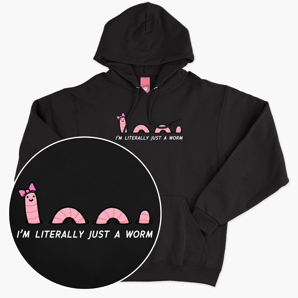 Just A Worm Hoodie (Unisex)-Printed Clothing, Printed Hoodie, JH001-Sassy Spud