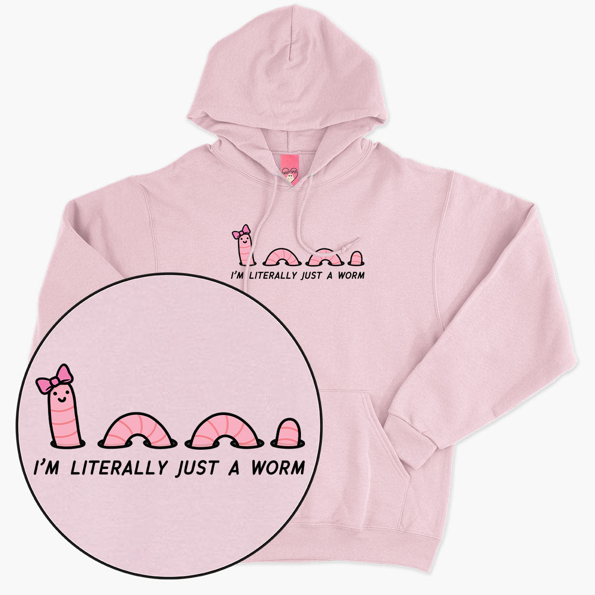 Just A Worm Hoodie (Unisex)-Printed Clothing, Printed Hoodie, JH001-Sassy Spud