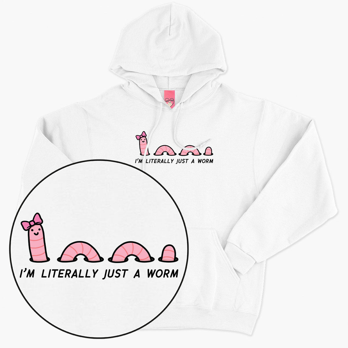 Just A Worm Hoodie (Unisex)-Printed Clothing, Printed Hoodie, JH001-Sassy Spud