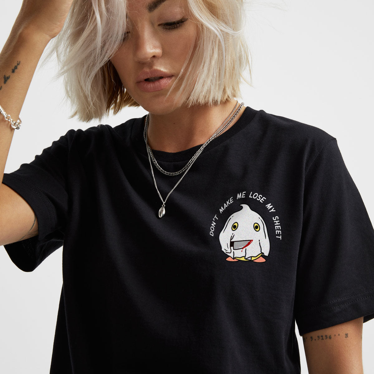 LIMITED EDITION: Stabby Sheet Halloween T-Shirt (Unisex)-Printed Clothing, Printed T Shirt, EP01-Sassy Spud