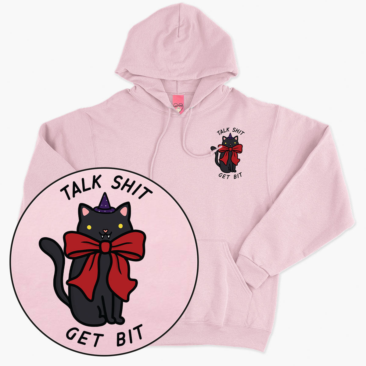 LIMITED EDITION: Talk Sh*t Get Bit Black Cat Halloween Hoodie (Unisex)-Printed Clothing, Printed Hoodie, JH001-Sassy Spud