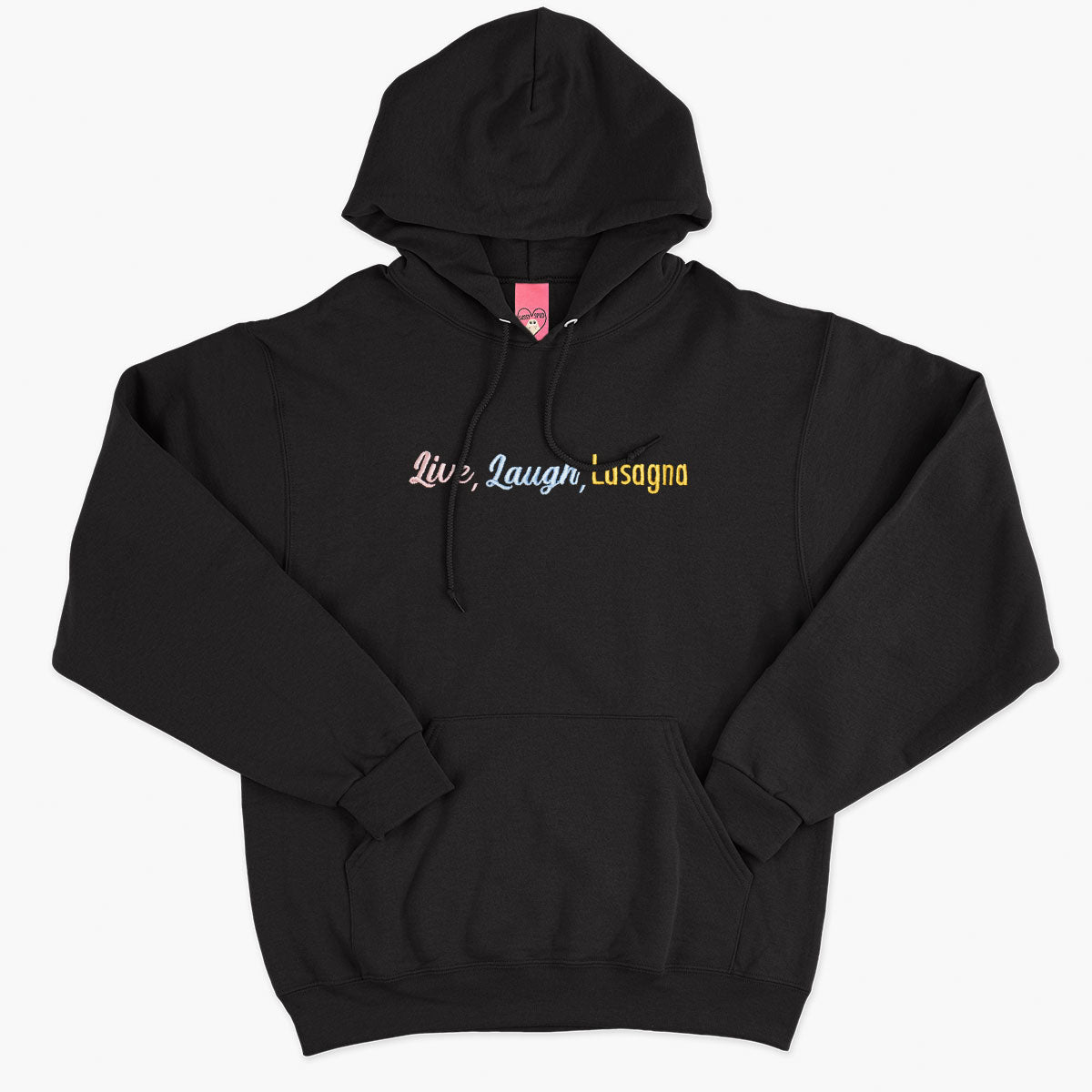 Live Laugh Lasagna Embroidered Hoodie (Unisex)-Embroidered Clothing, Embroidered Hoodie, JH001-Sassy Spud