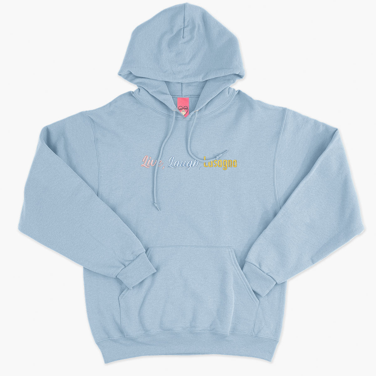 Live Laugh Lasagna Embroidered Hoodie (Unisex)-Embroidered Clothing, Embroidered Hoodie, JH001-Sassy Spud