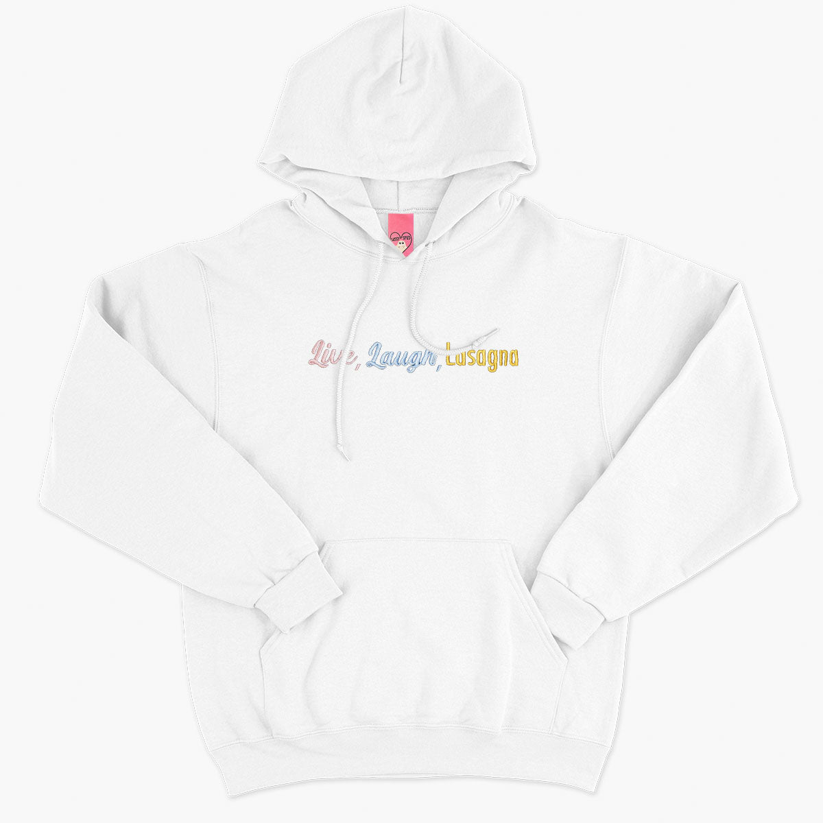Live Laugh Lasagna Embroidered Hoodie (Unisex)-Embroidered Clothing, Embroidered Hoodie, JH001-Sassy Spud