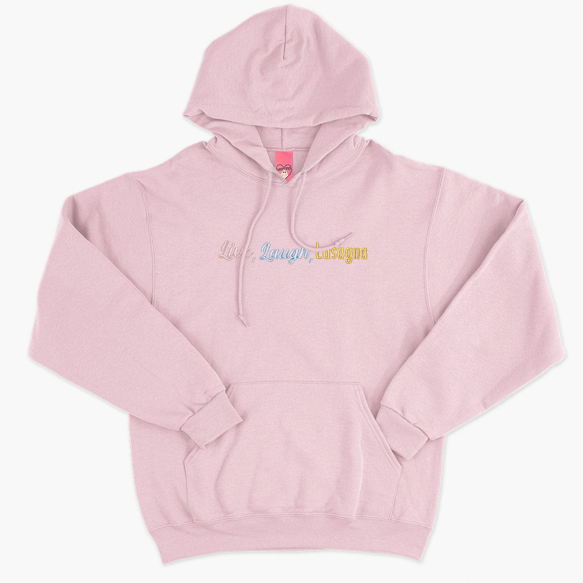 Live Laugh Lasagna Embroidered Hoodie (Unisex)-Embroidered Clothing, Embroidered Hoodie, JH001-Sassy Spud