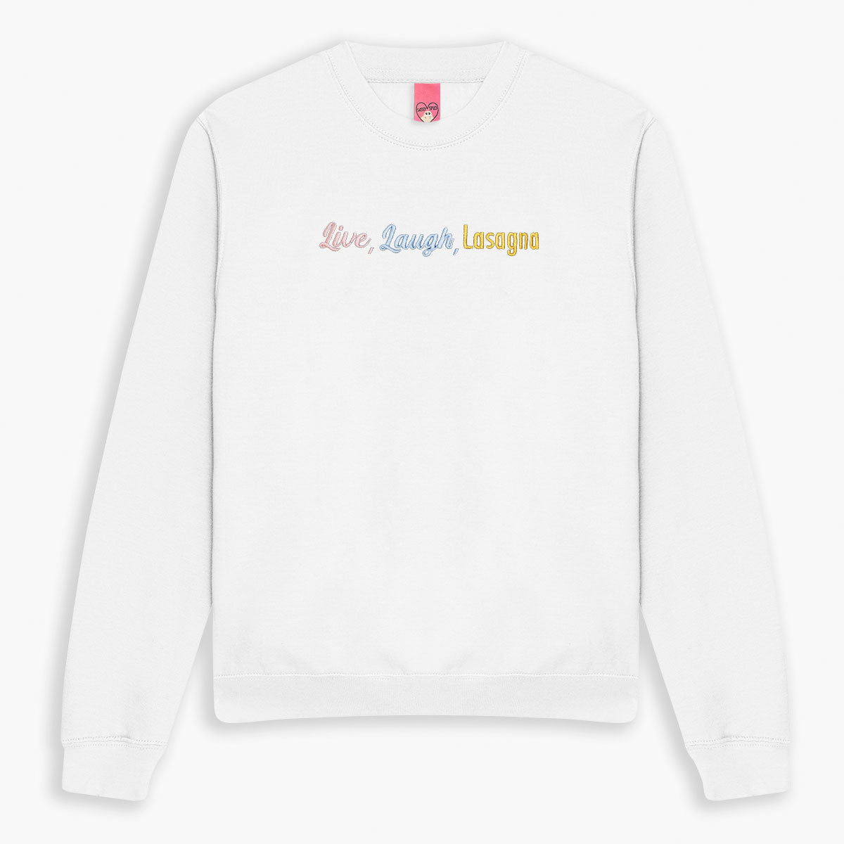 Live Laugh Lasagna Embroidered Sweatshirt (Unisex)-Embroidered Clothing, Embroidered Sweatshirt, JH030-Sassy Spud