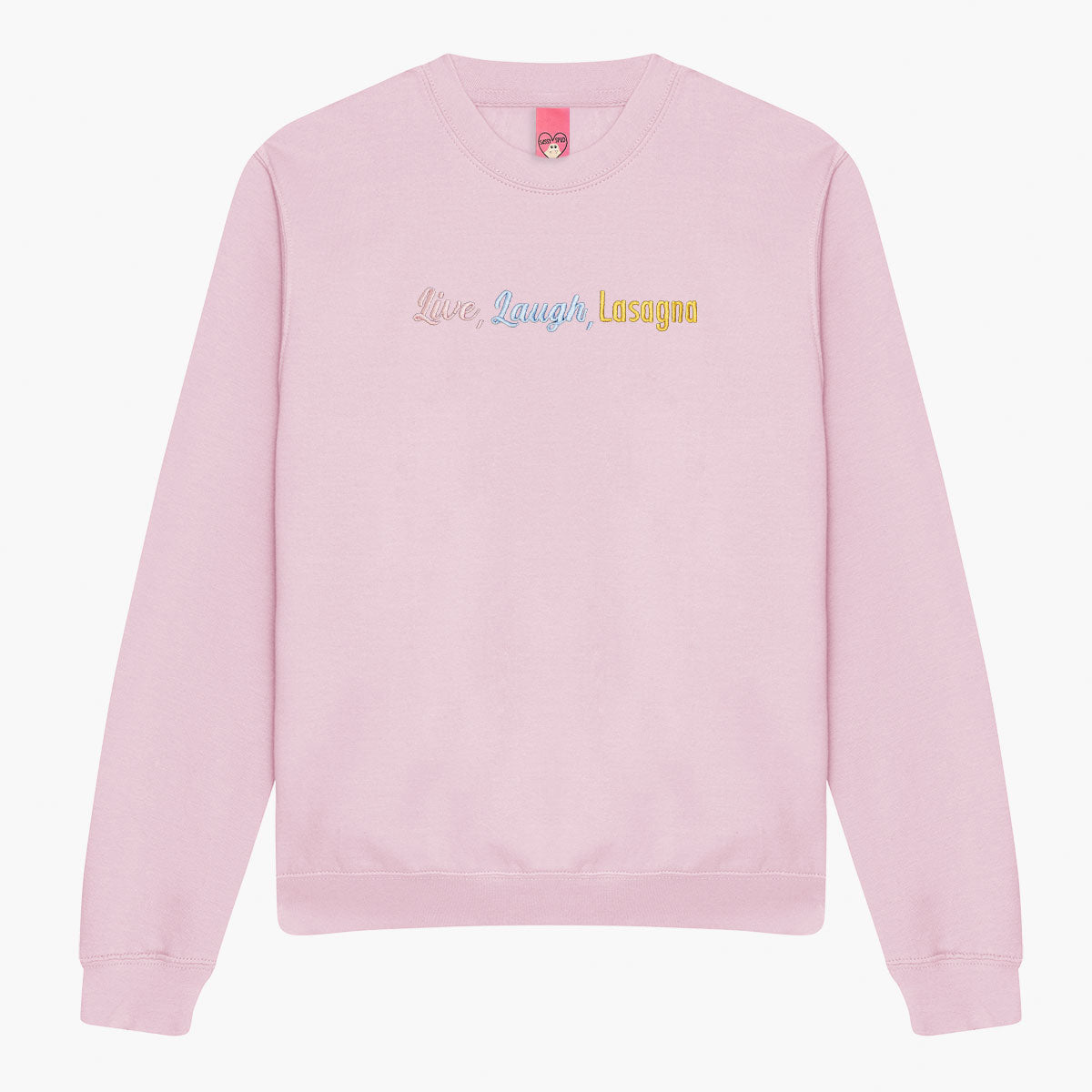 Live Laugh Lasagna Embroidered Sweatshirt (Unisex)-Embroidered Clothing, Embroidered Sweatshirt, JH030-Sassy Spud
