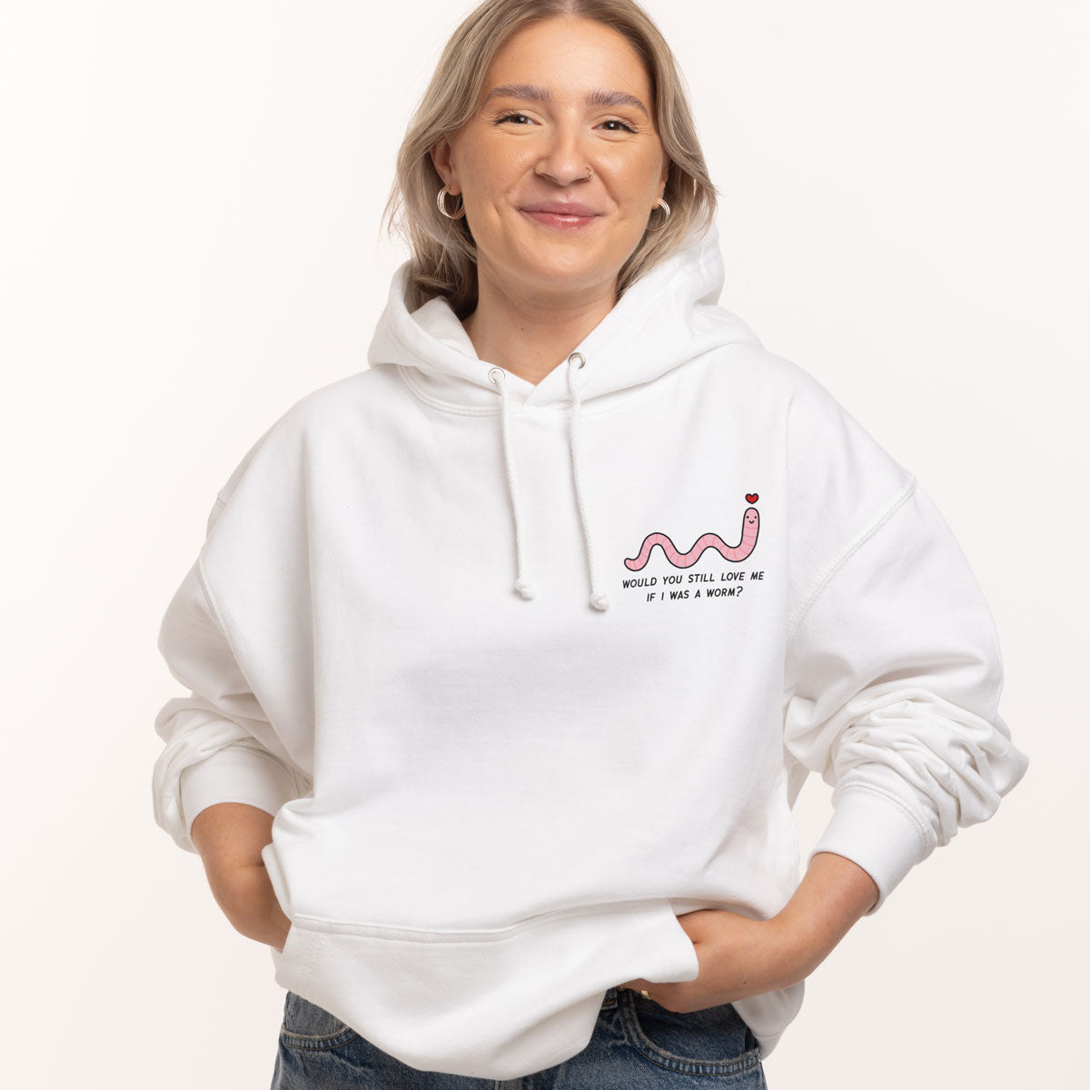 Love Me Worm Hoodie (Unisex)-Printed Clothing, Printed Hoodie, JH001-Sassy Spud
