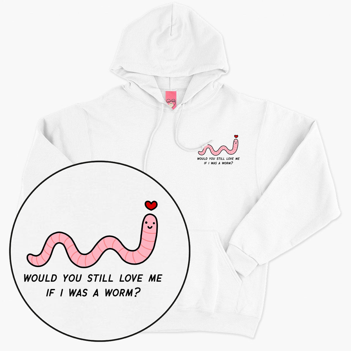 Love Me Worm Hoodie (Unisex)-Printed Clothing, Printed Hoodie, JH001-Sassy Spud