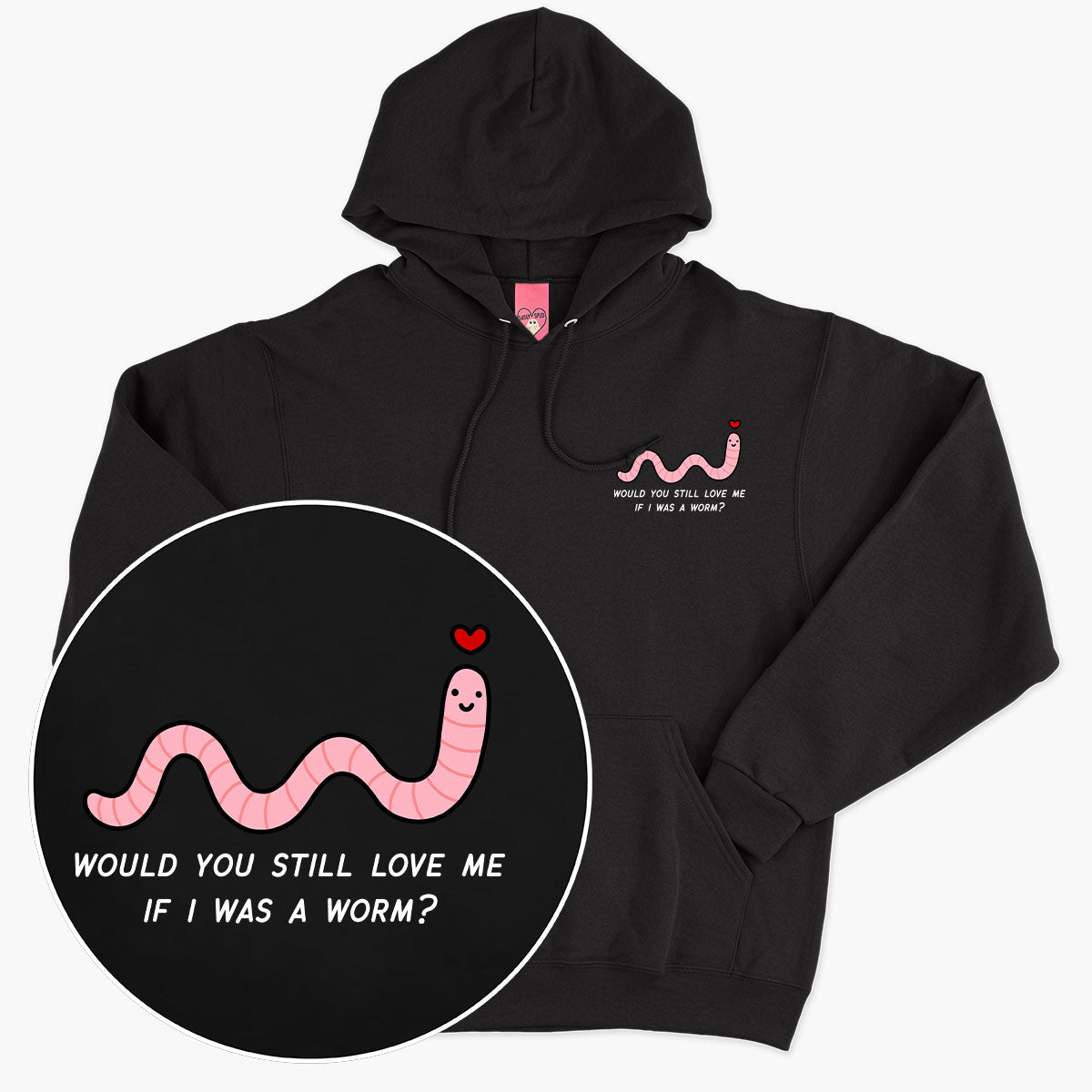Love Me Worm Hoodie (Unisex)-Printed Clothing, Printed Hoodie, JH001-Sassy Spud