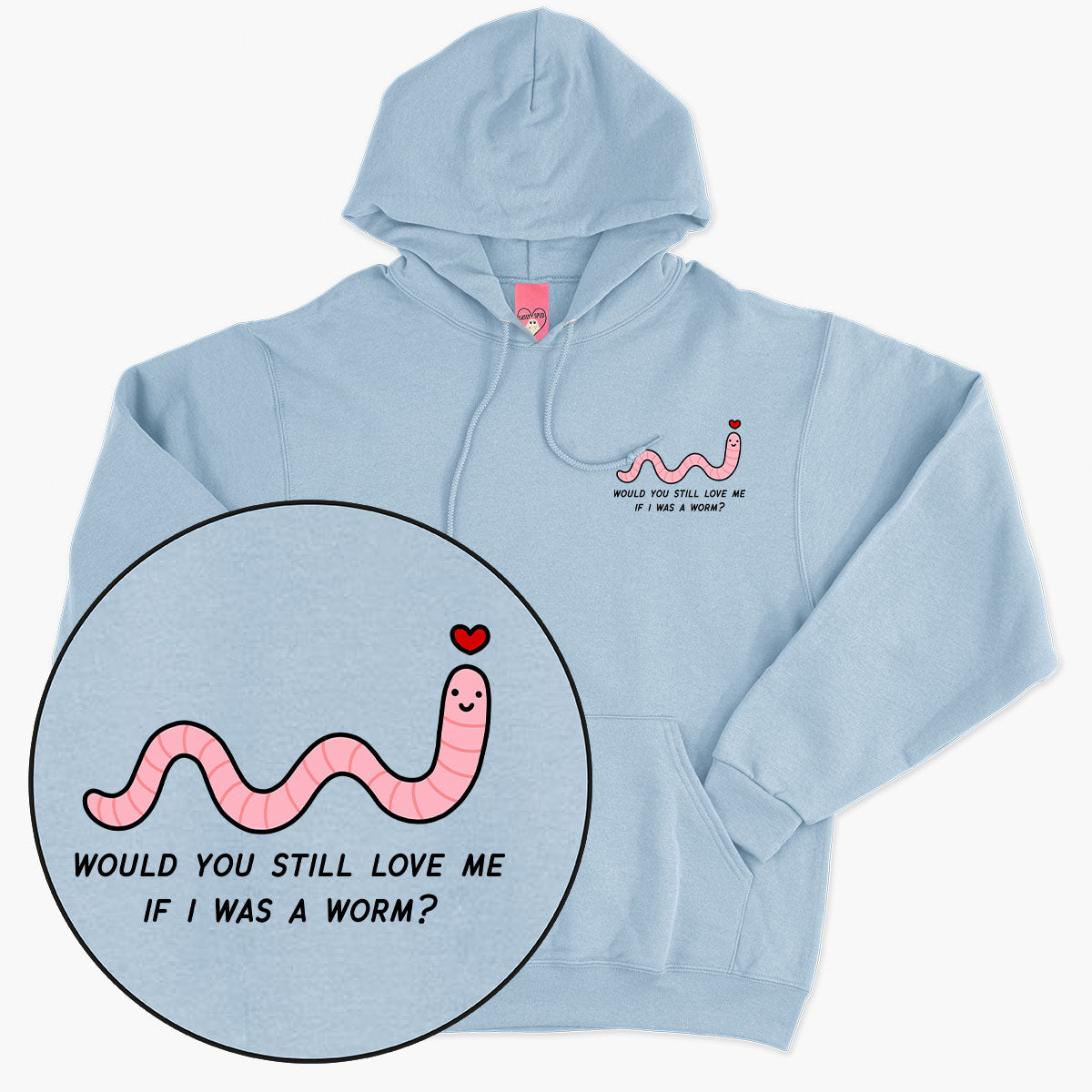 Love Me Worm Hoodie (Unisex)-Printed Clothing, Printed Hoodie, JH001-Sassy Spud
