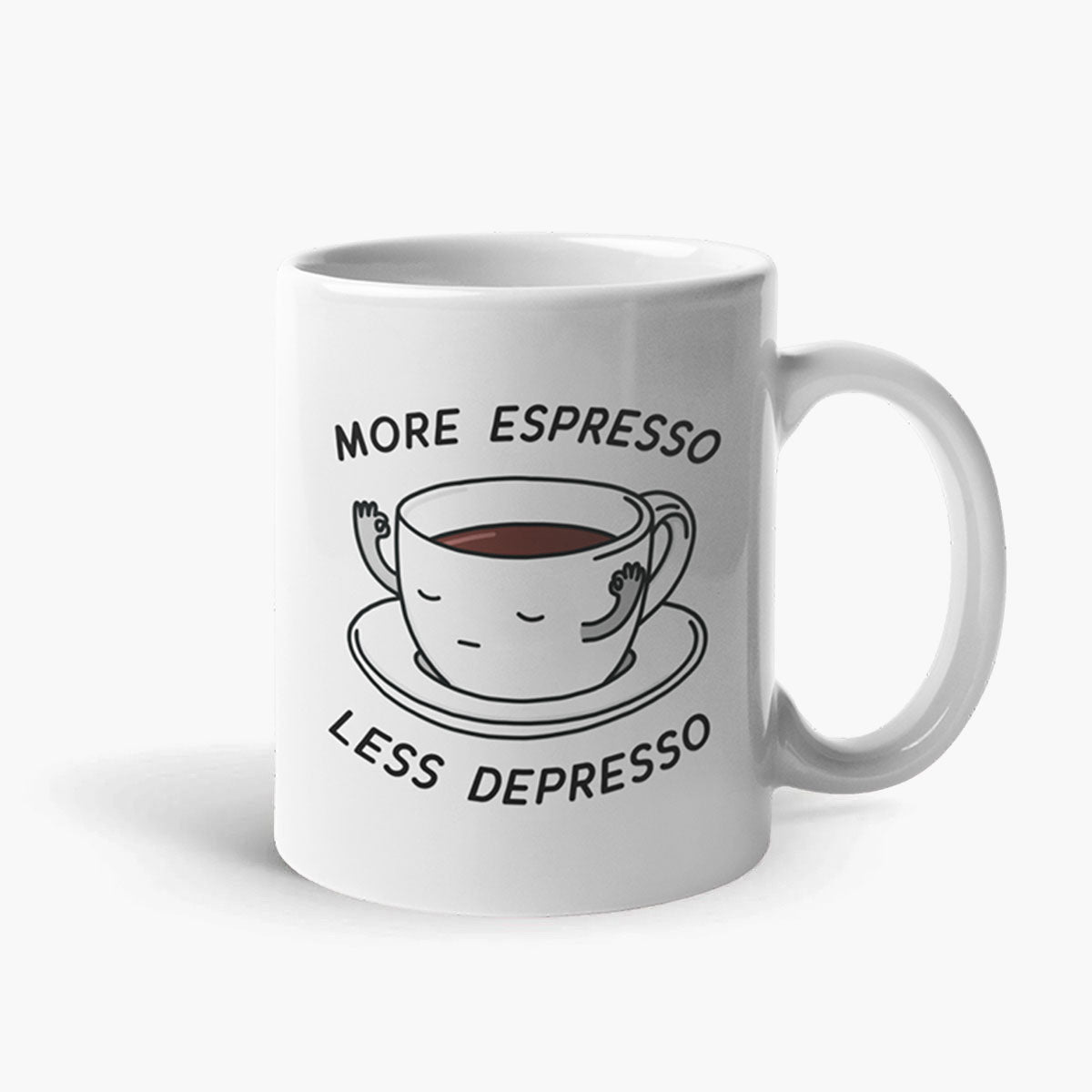 More Espresso Less Depresso Coffee Mug-Funny Gift, Funny Coffee Mug, 11oz White Ceramic-Sassy Spud