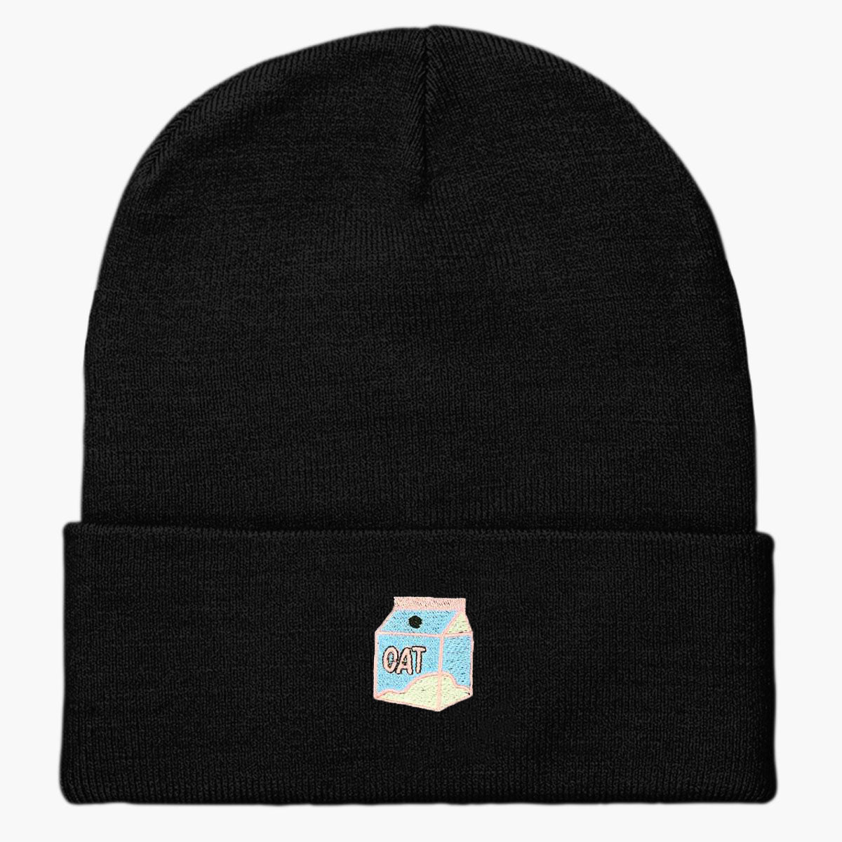 My Oat Milk Frees All The Cows From The Yard Embroidered Beanie-Embroidered Clothing, Embroidered Beanie, BB45-Sassy Spud