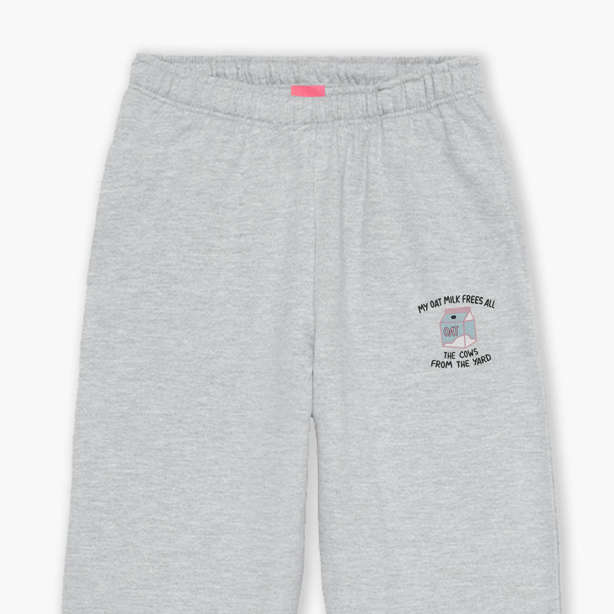 My Oat Milk Frees All The Cows From The Yard Embroidered Joggers (Unisex)-Embroidered Clothing, Embroidered Joggers, JH072-Sassy Spud