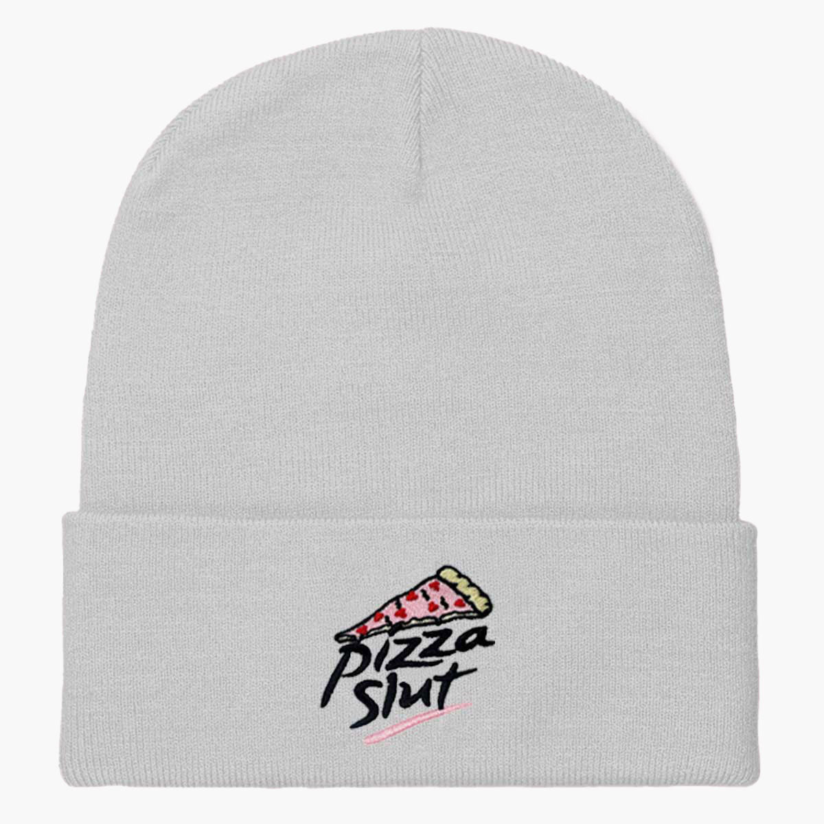 Pizza Slut Embroidered Beanie-Embroidered Clothing, Embroidered Beanie, BB45-Sassy Spud