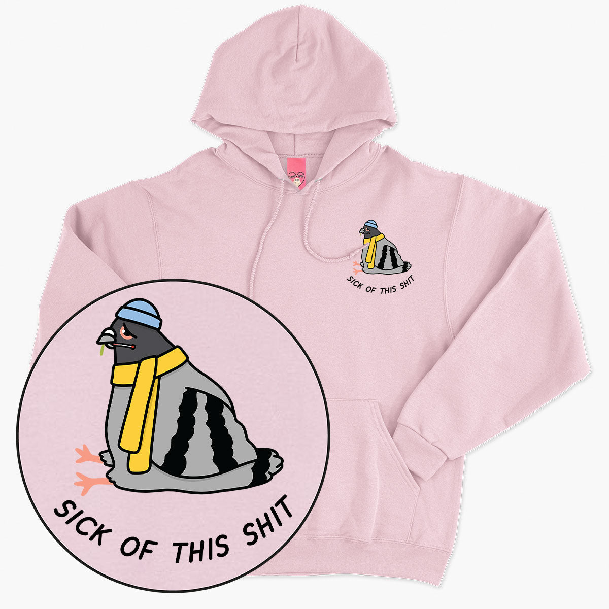 Poorly Pigeon Hoodie (Unisex)-Printed Clothing, Printed Hoodie, JH001-Sassy Spud