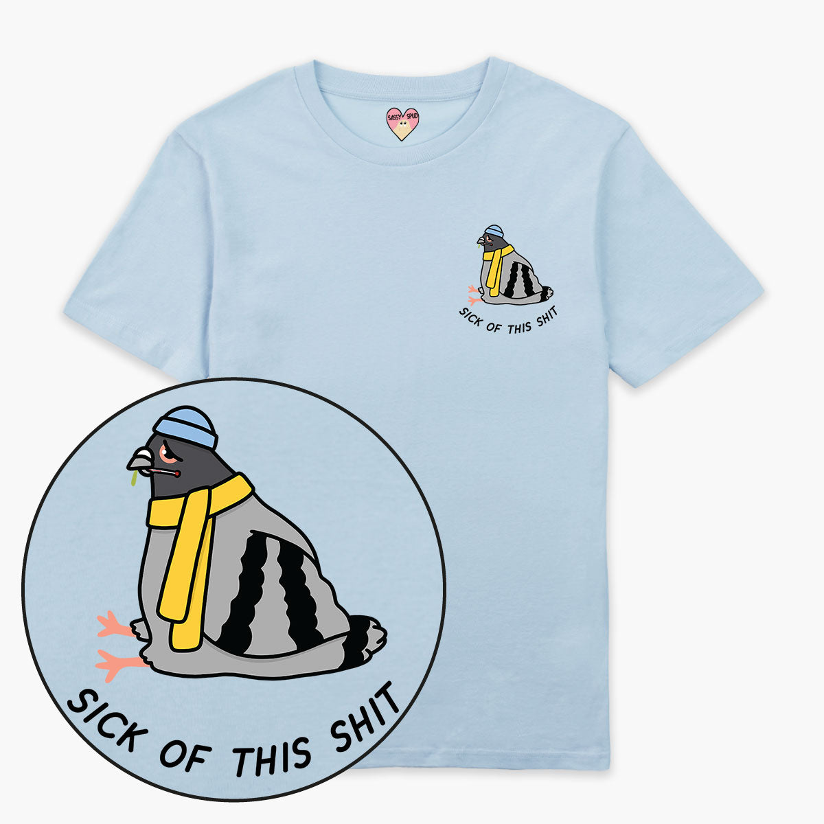 Poorly Pigeon T-Shirt (Unisex)-Printed Clothing, Printed T Shirt, EP01-Sassy Spud