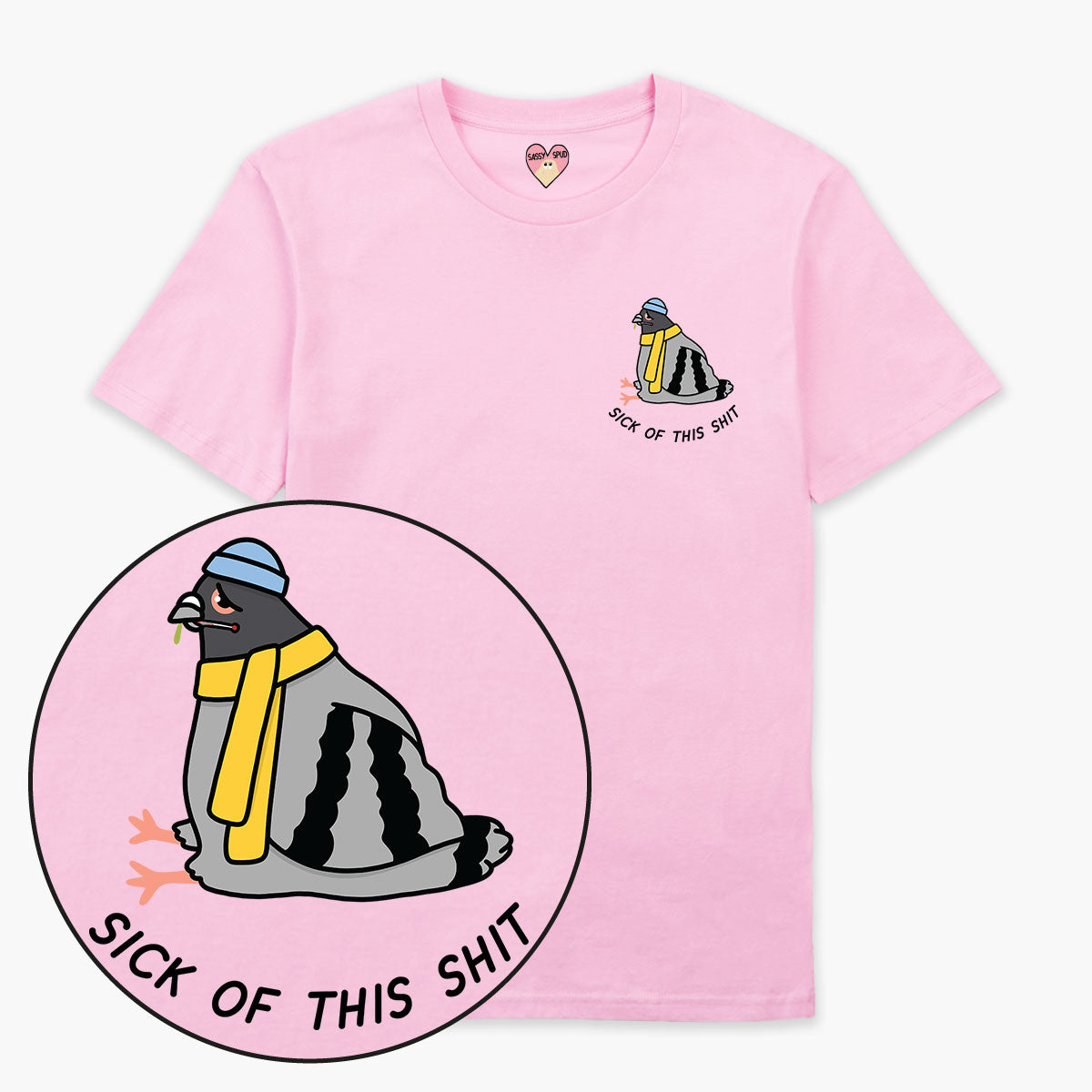 Poorly Pigeon T-Shirt (Unisex)-Printed Clothing, Printed T Shirt, EP01-Sassy Spud