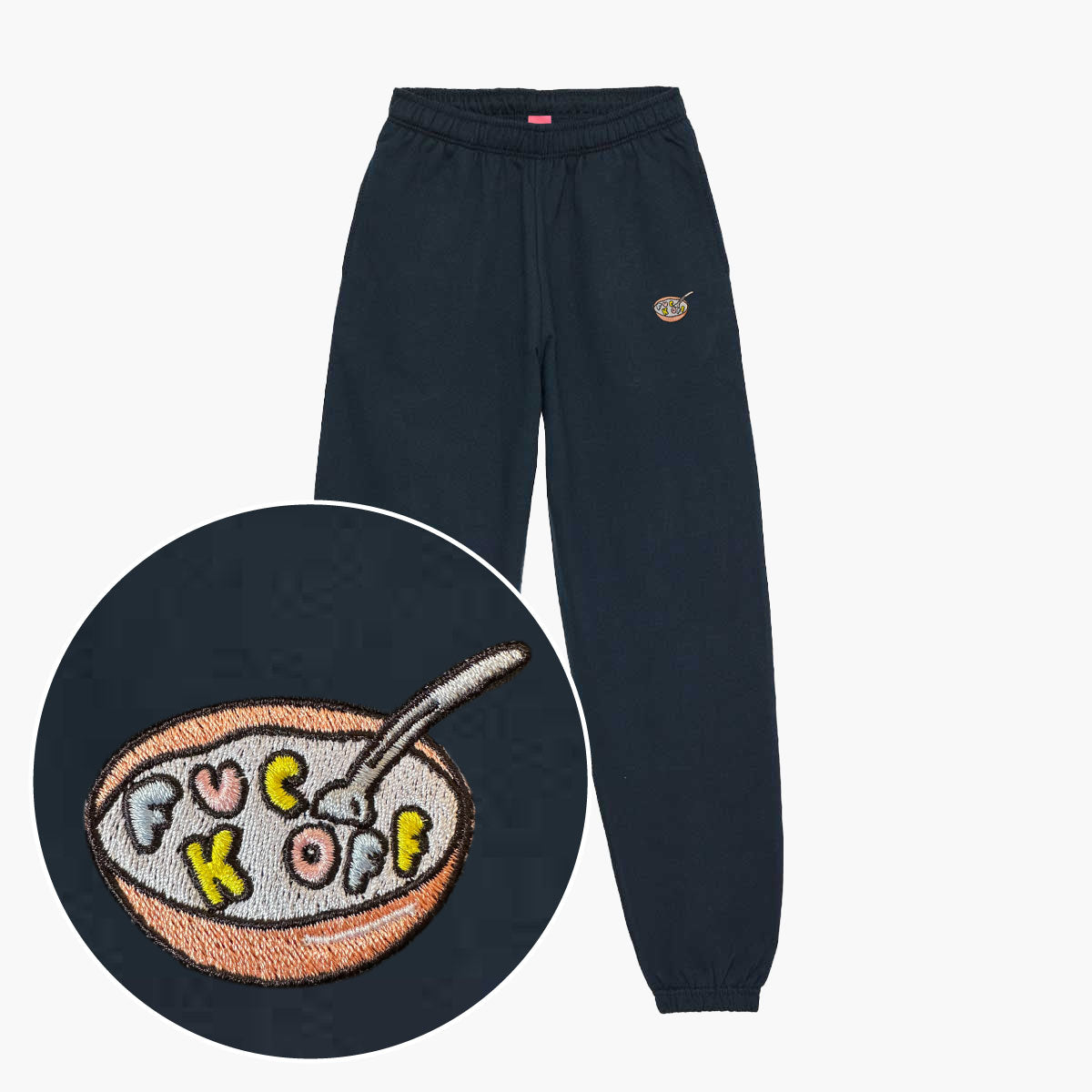 Rude Cereal Embroidered Joggers (Unisex)-Embroidered Clothing, Embroidered Joggers, JH072-Sassy Spud