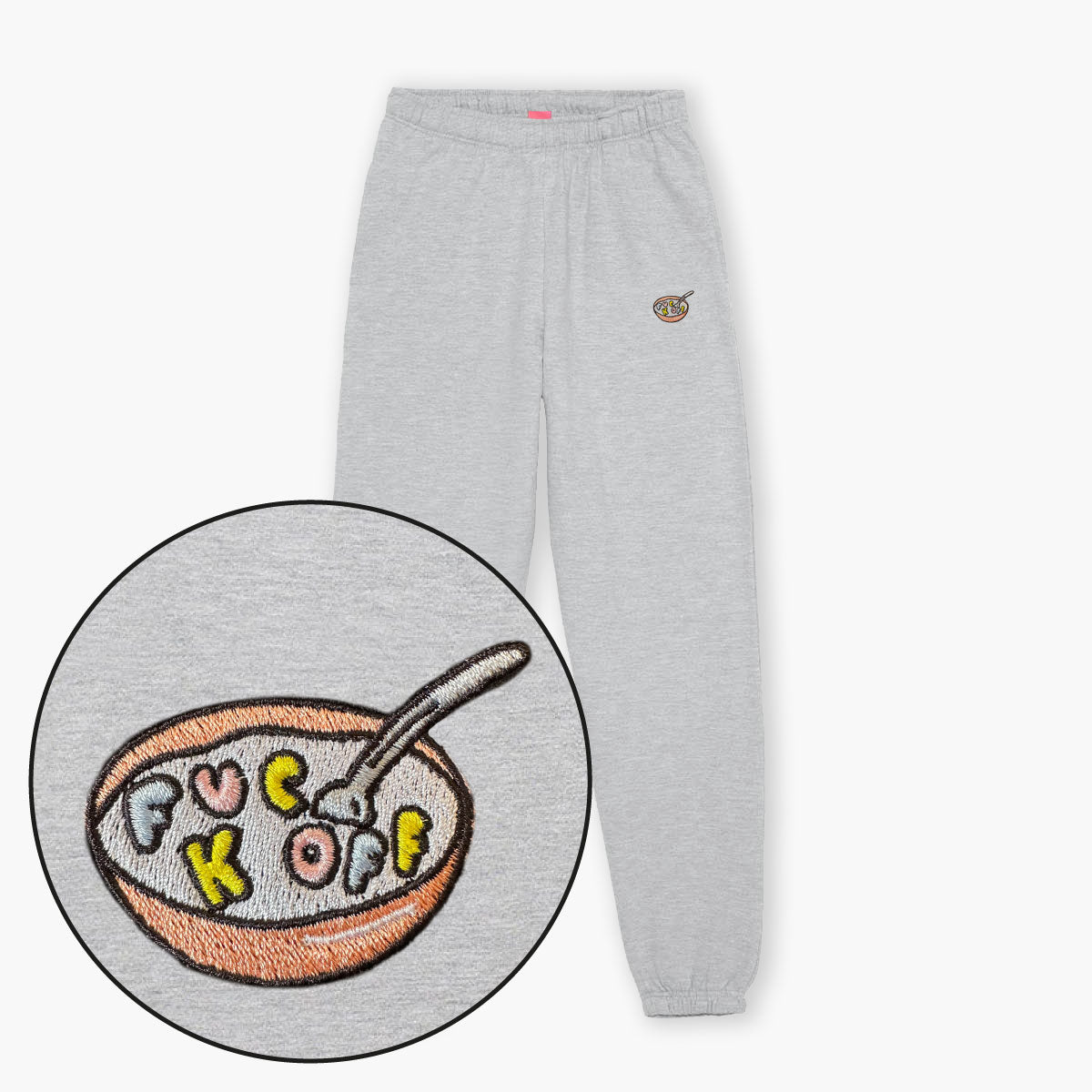 Rude Cereal Embroidered Joggers (Unisex)-Embroidered Clothing, Embroidered Joggers, JH072-Sassy Spud