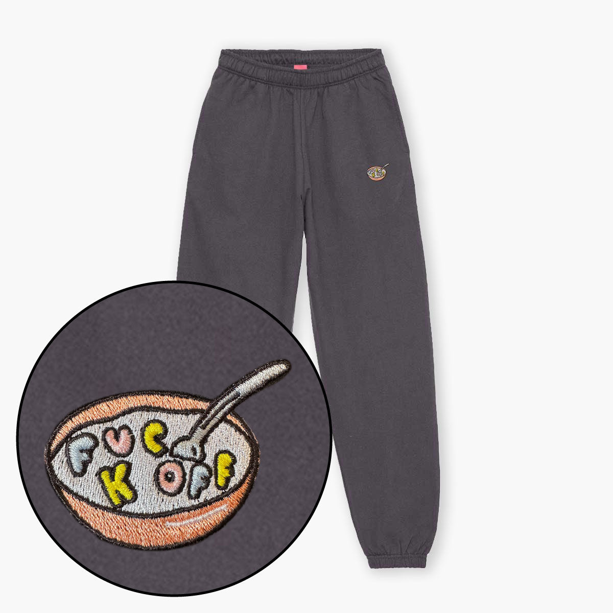 Rude Cereal Embroidered Joggers (Unisex)-Embroidered Clothing, Embroidered Joggers, JH072-Sassy Spud