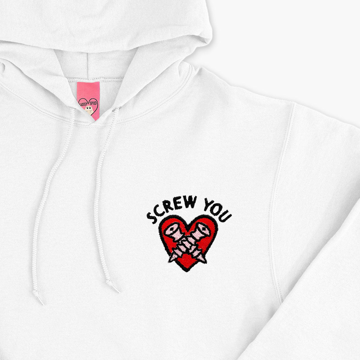 Screw You Embroidered Hoodie (Unisex)-Embroidered Clothing, Embroidered Hoodie, JH001-Sassy Spud