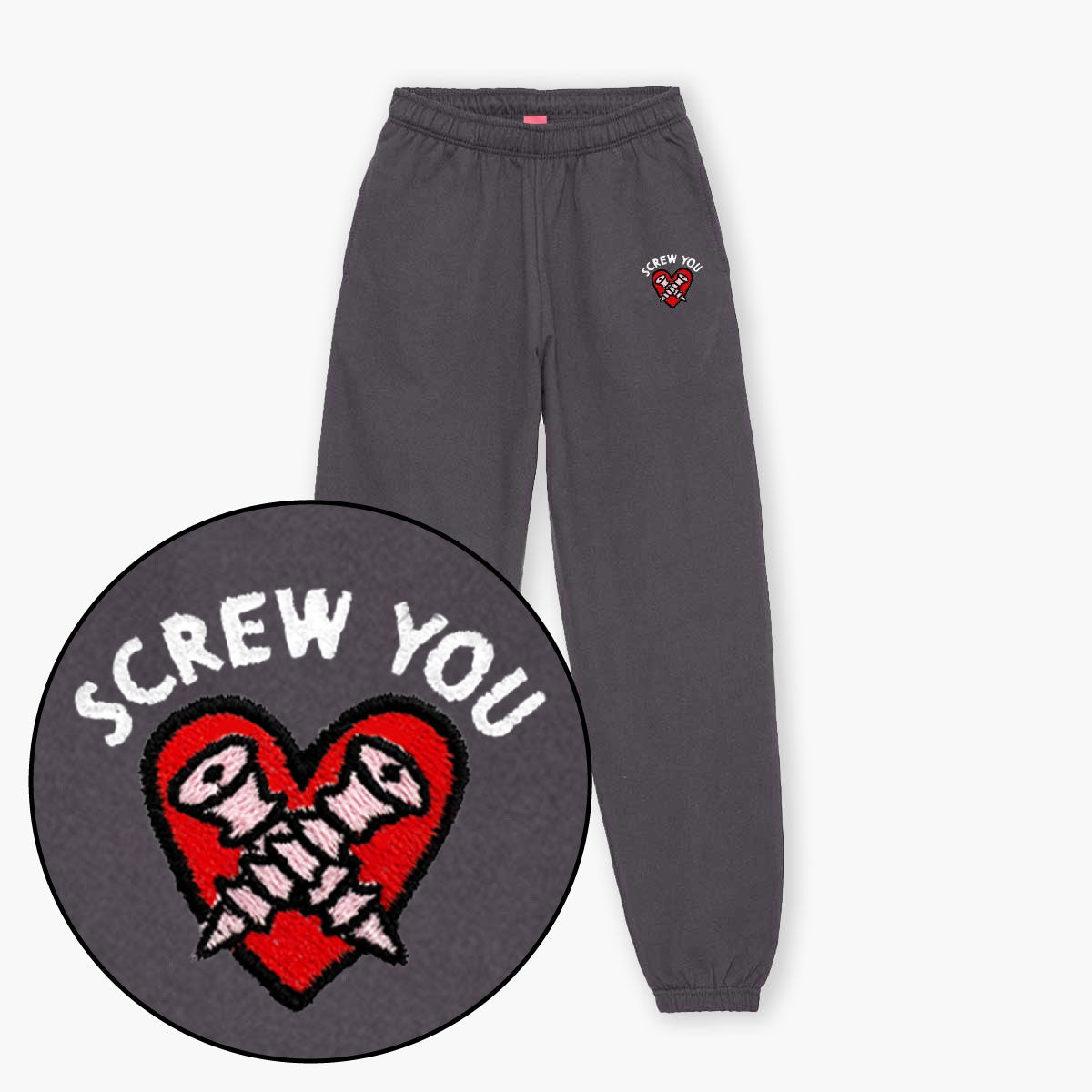Screw You Embroidered Joggers (Unisex)-Embroidered Clothing, Embroidered Joggers, JH072-Sassy Spud