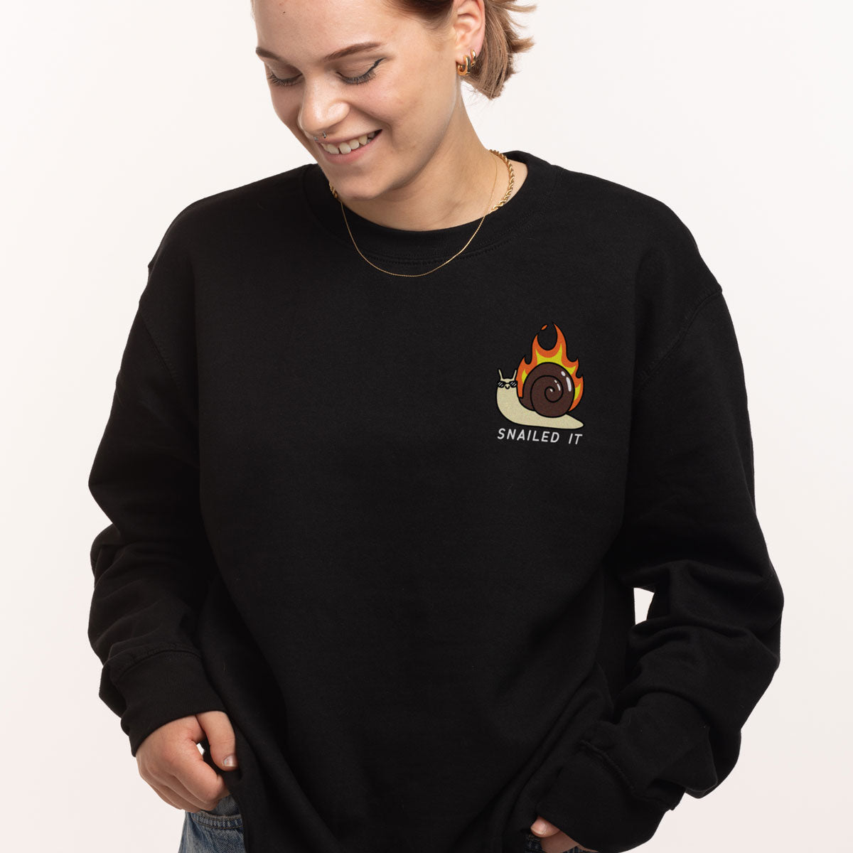 Snailed It Sweatshirt (Unisex)-Printed Clothing, Printed Sweatshirt, JH030-Sassy Spud