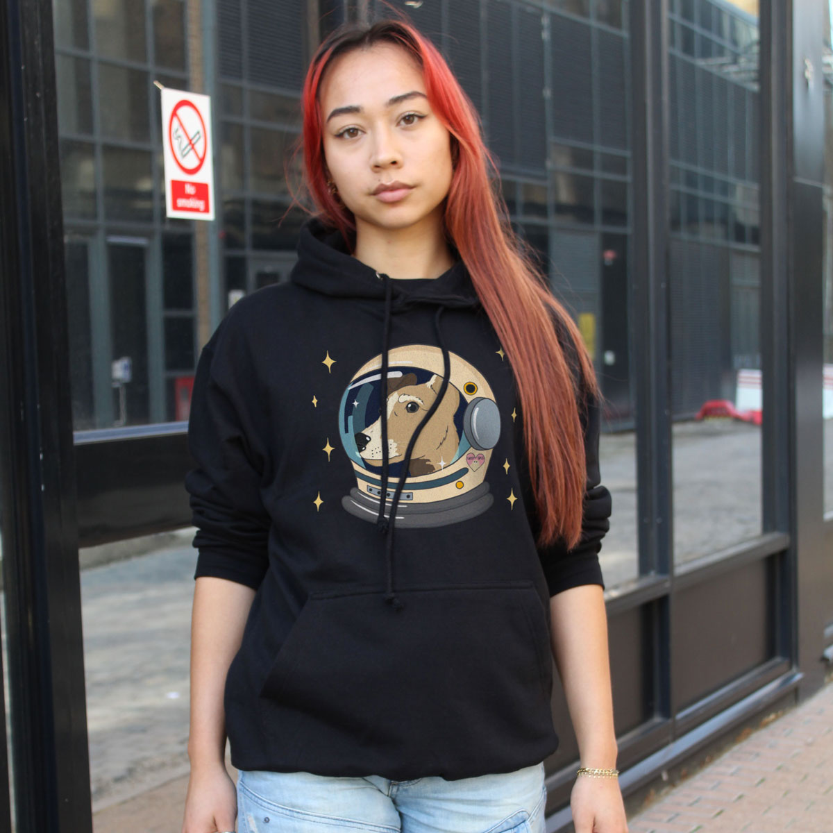 Space Dog Hoodie (Unisex)-Printed Clothing, Printed Hoodie, JH001-Sassy Spud