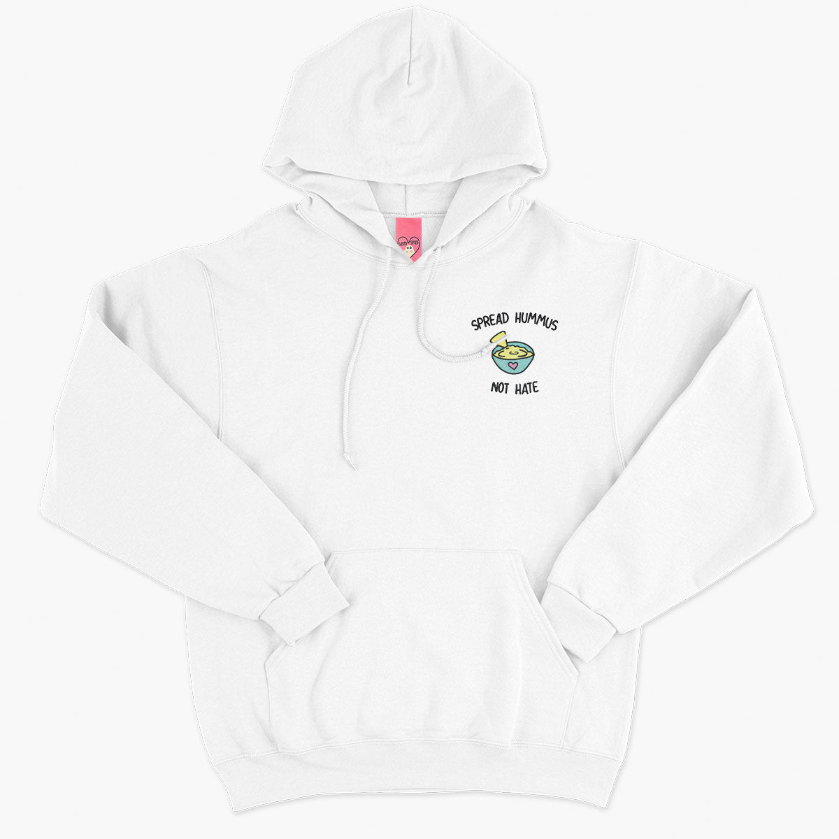 Spread Hummus Not Hate Embroidered Hoodie (Unisex)-Embroidered Clothing, Embroidered Hoodie, JH001-Sassy Spud