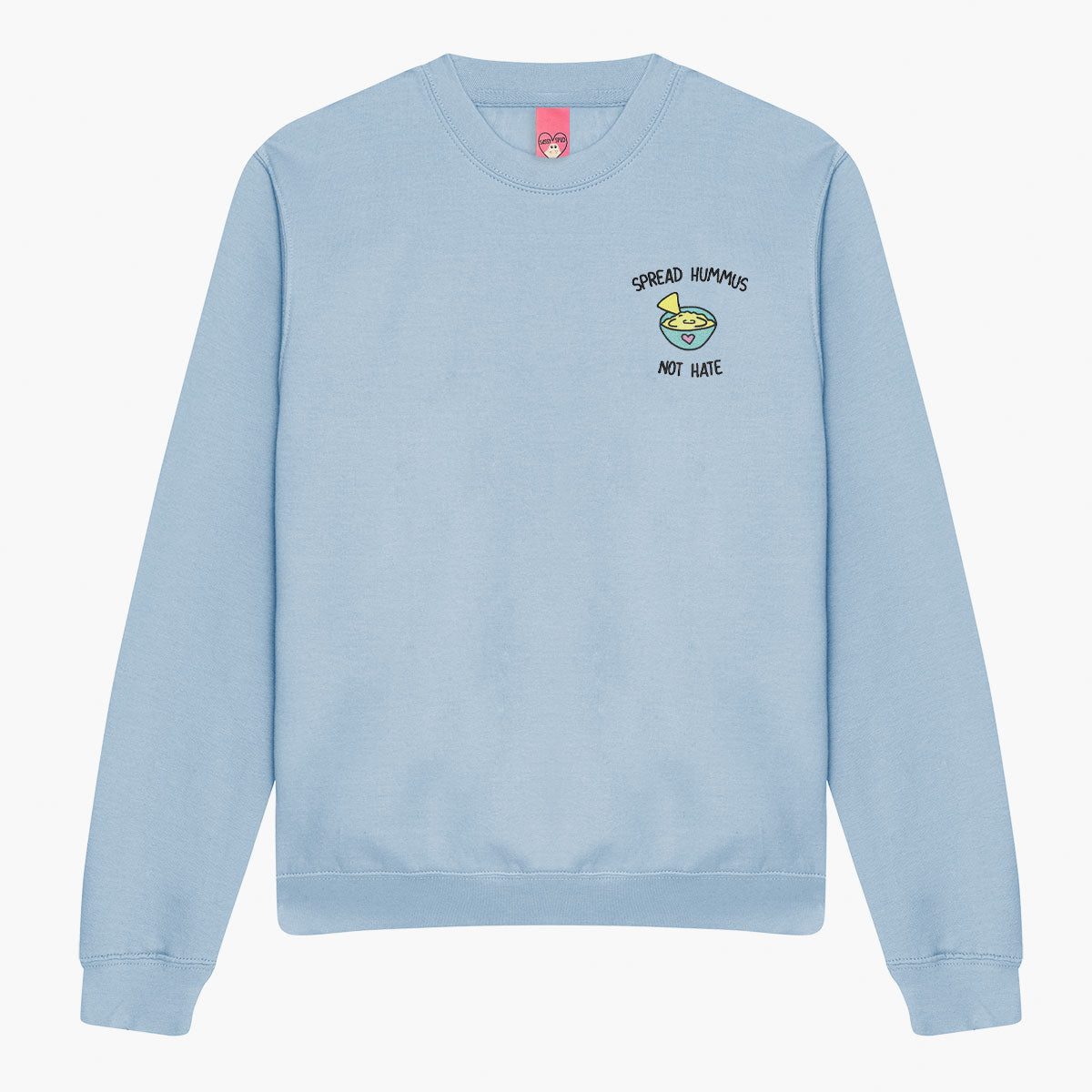 Spread Hummus Not Hate Embroidered Sweatshirt (Unisex)-Embroidered Clothing, Embroidered Sweatshirt, JH030-Sassy Spud