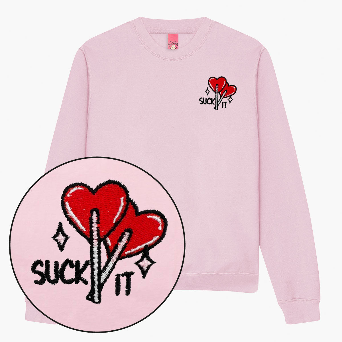 Suck It Lollipop Embroidered Sweatshirt (Unisex)-Embroidered Clothing, Embroidered Sweatshirt, JH030-Sassy Spud