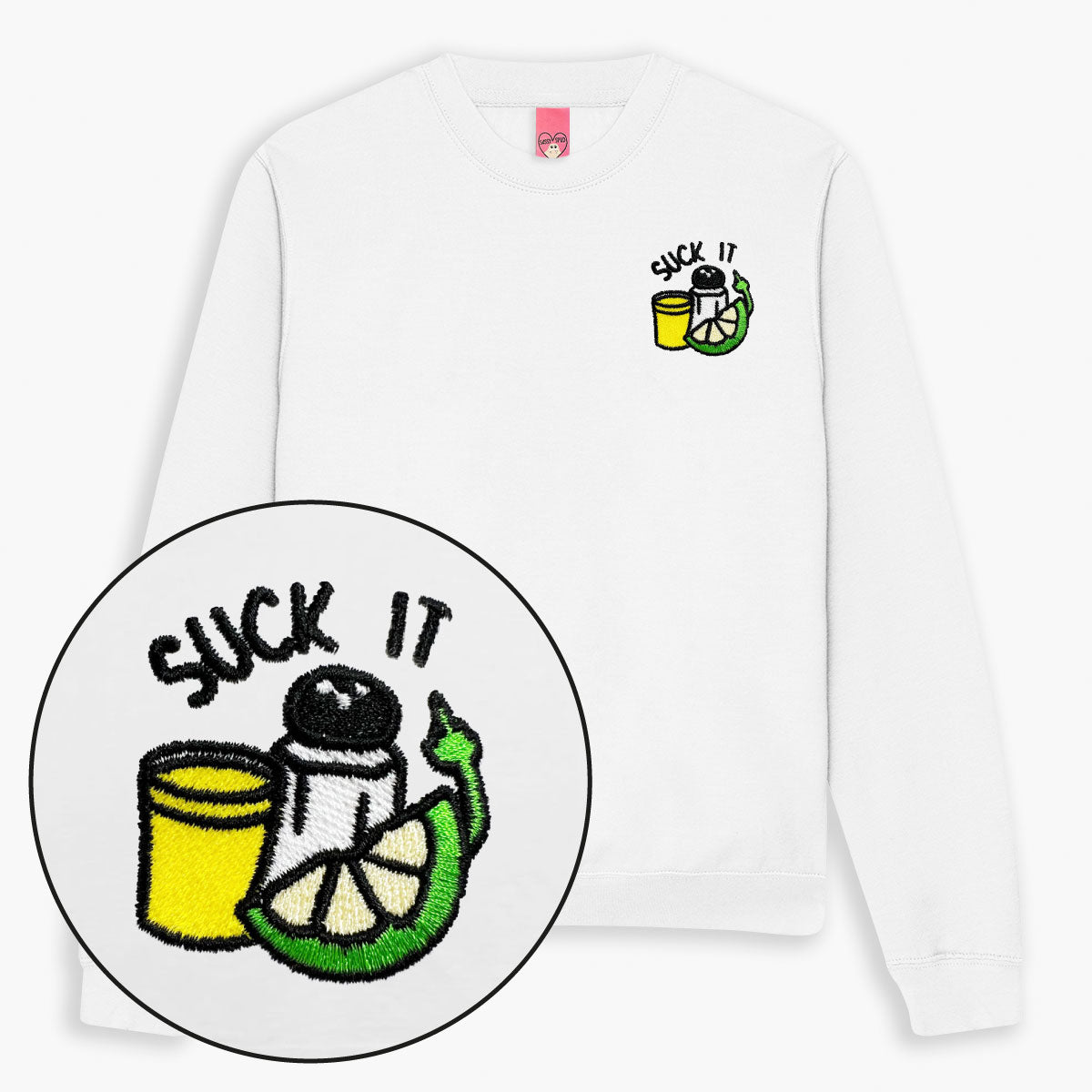 Suck It Tequila Embroidered Sweatshirt (Unisex)-Embroidered Clothing, Embroidered Sweatshirt, JH030-Sassy Spud
