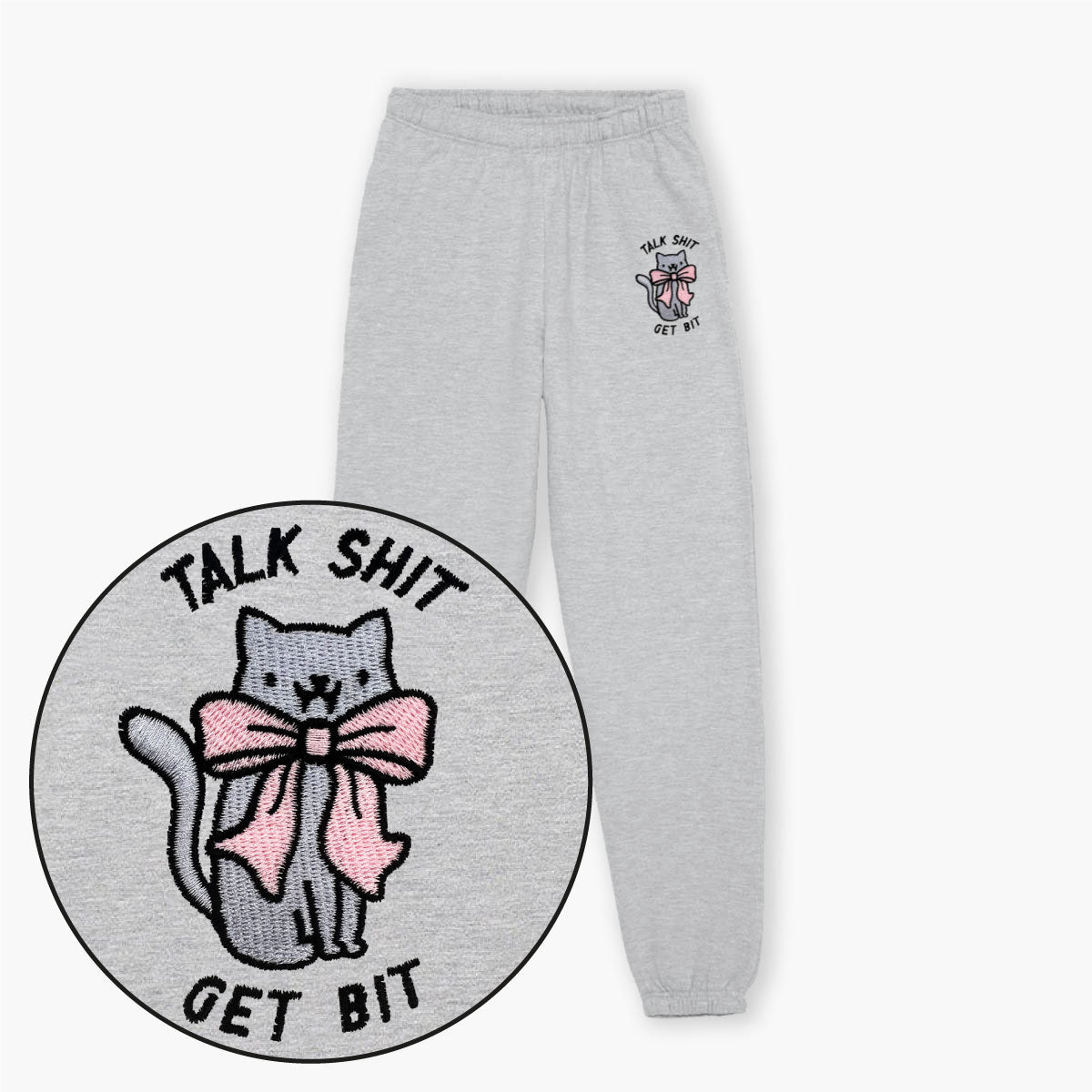Talk Sh*t Get Bit Embroidered Joggers (Unisex)-Embroidered Clothing, Embroidered Joggers, JH072-Sassy Spud