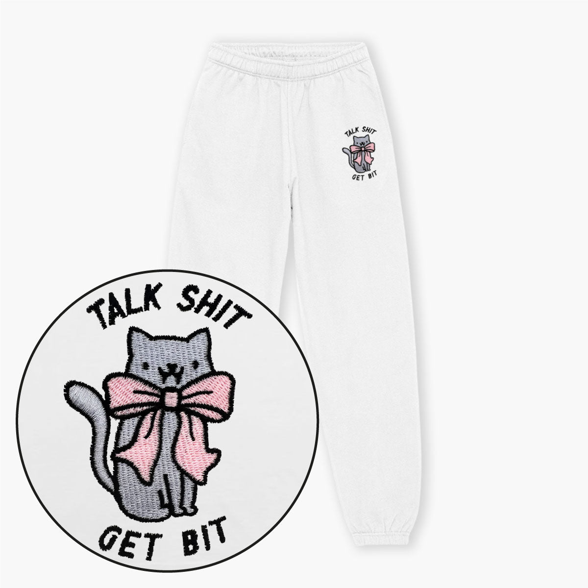 Talk Sh*t Get Bit Embroidered Joggers (Unisex)-Embroidered Clothing, Embroidered Joggers, JH072-Sassy Spud